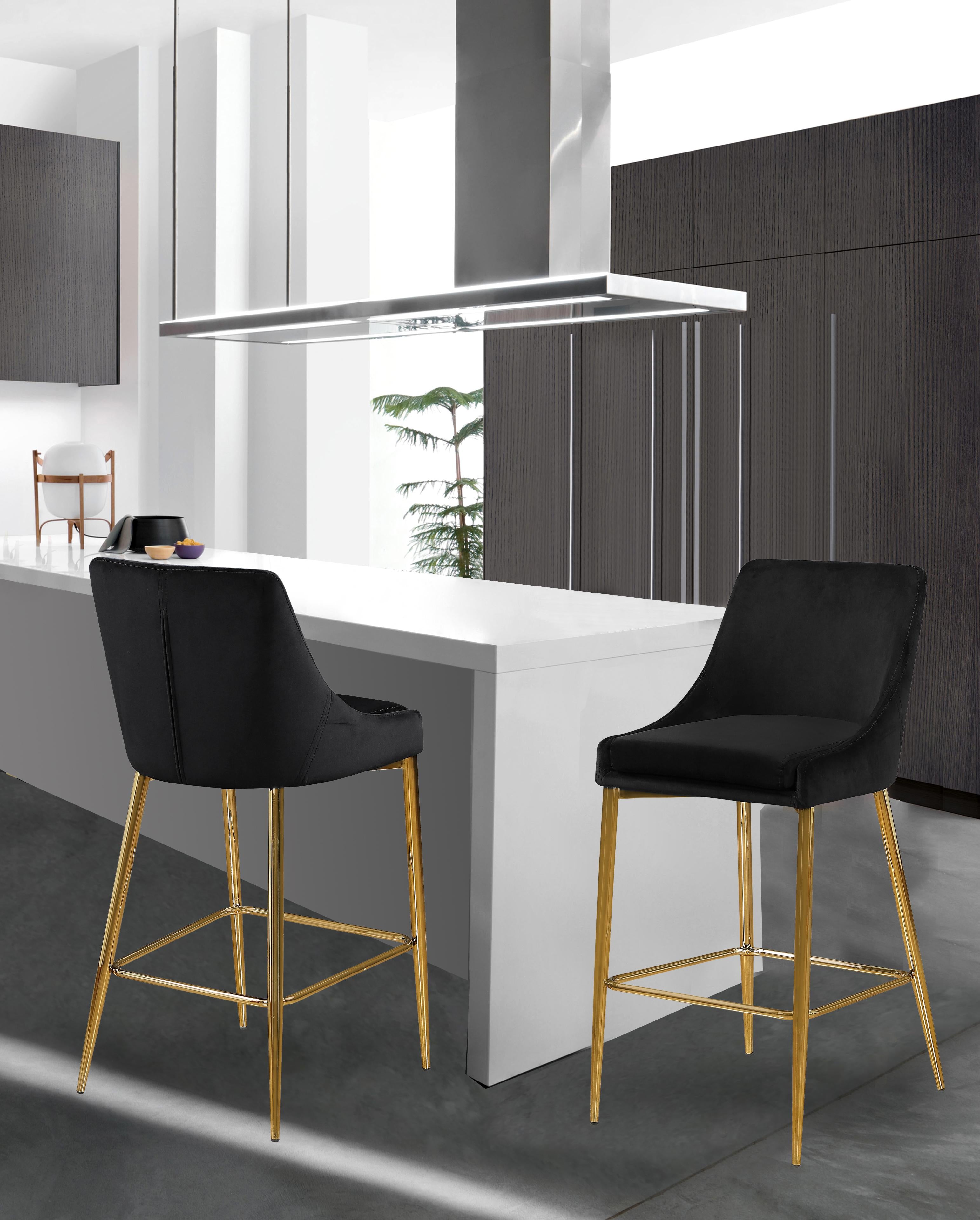 Karina Black Velvet Stool - Luxury Home Furniture (MI)