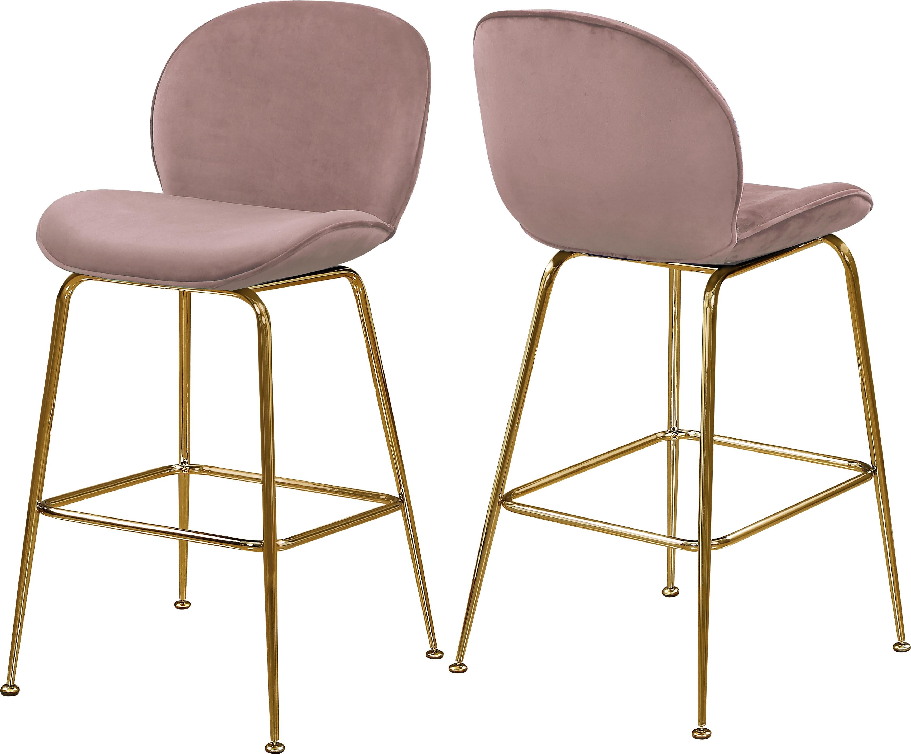 Paris Pink Velvet Stool