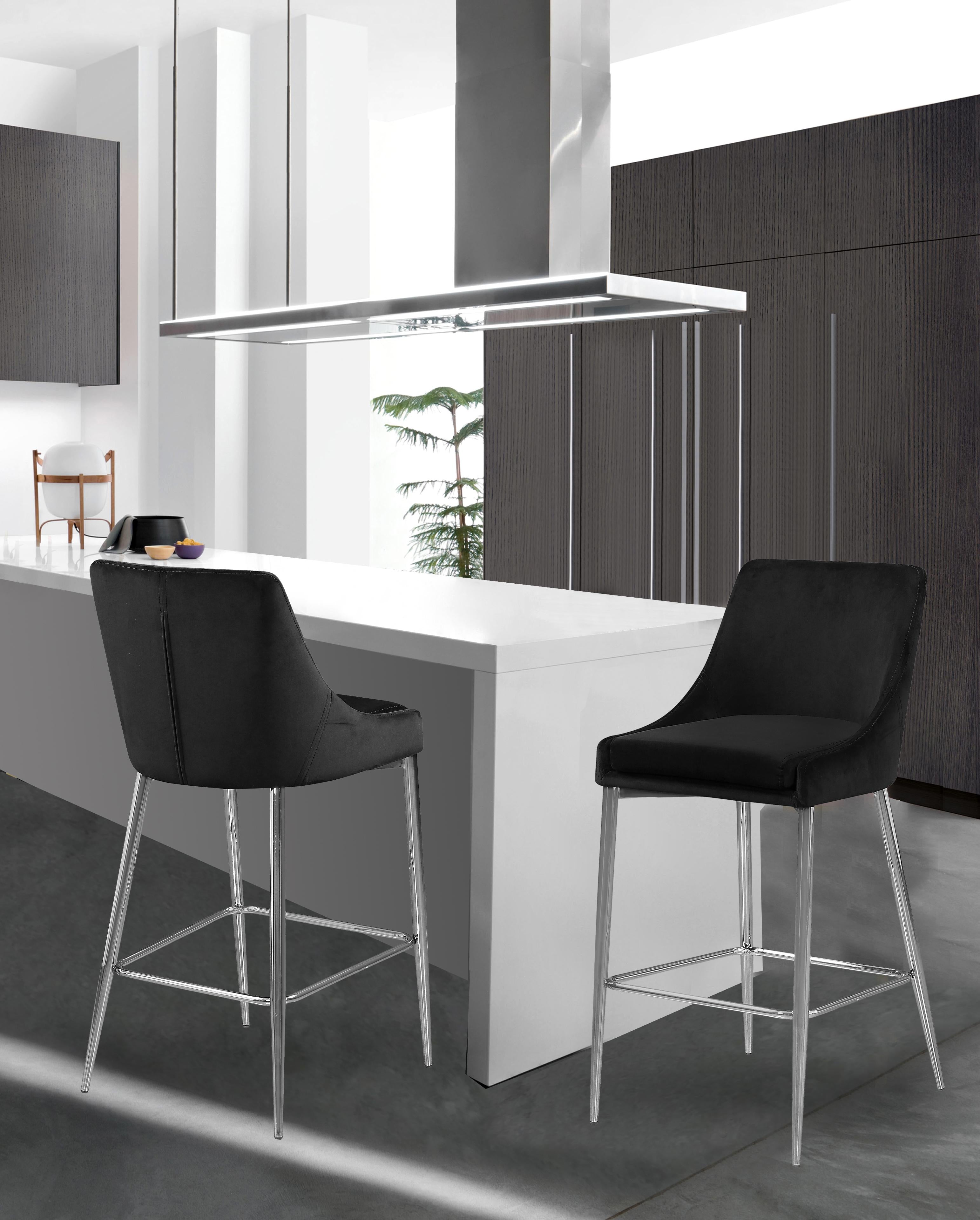 Karina Black Velvet Stool - Luxury Home Furniture (MI)