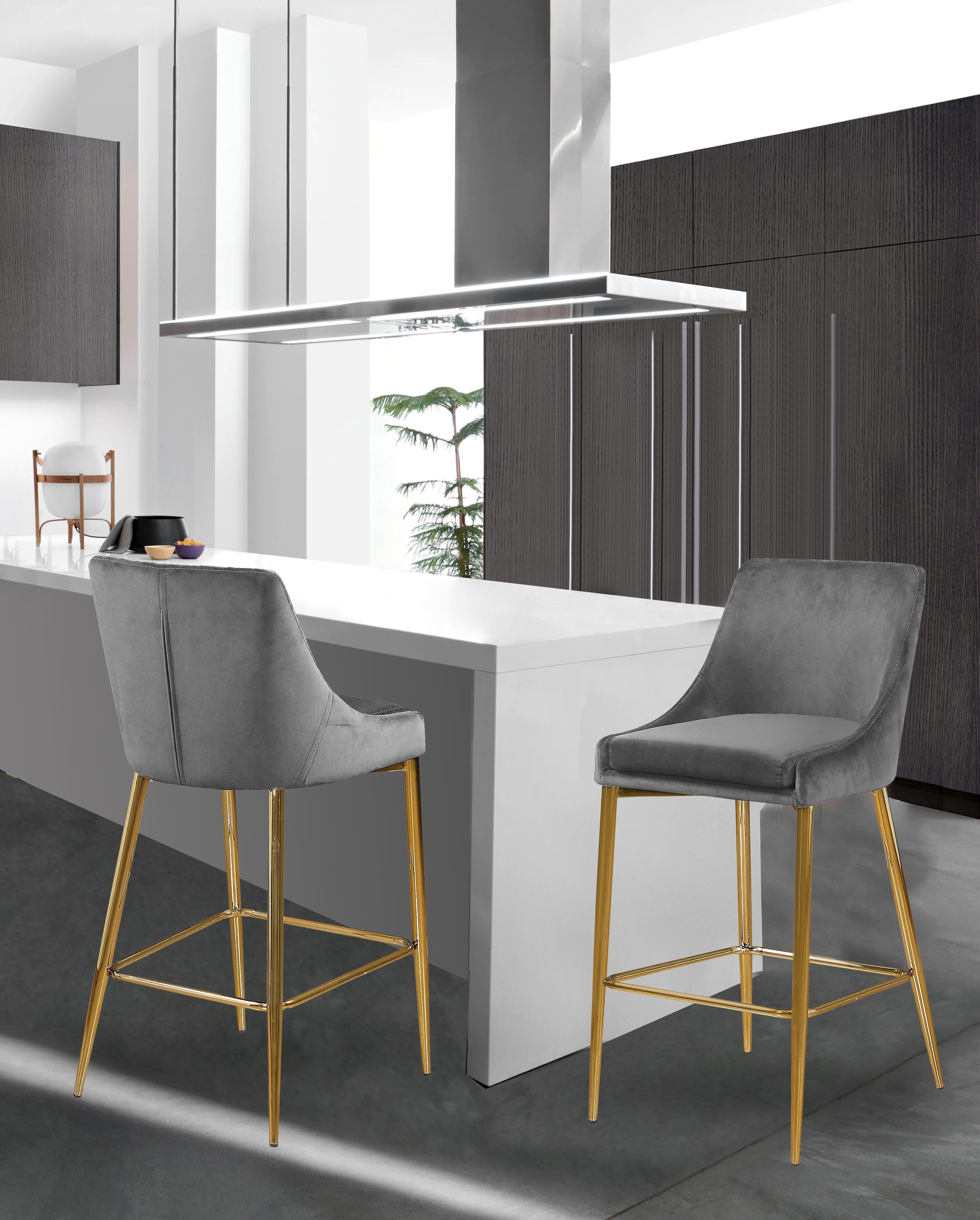 Karina Grey Velvet Stool - Luxury Home Furniture (MI)