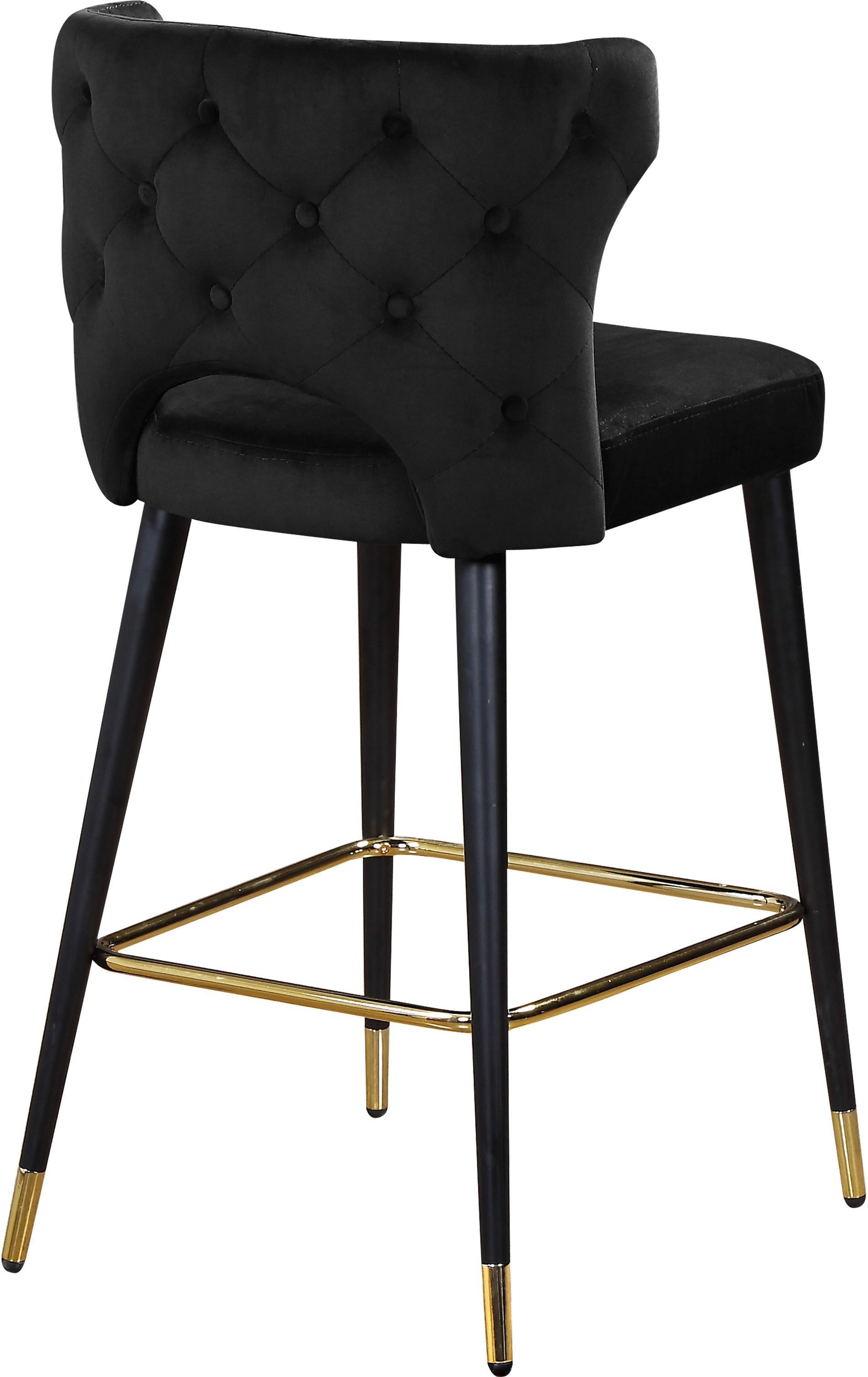 Kelly Black Velvet Stool - Luxury Home Furniture (MI)