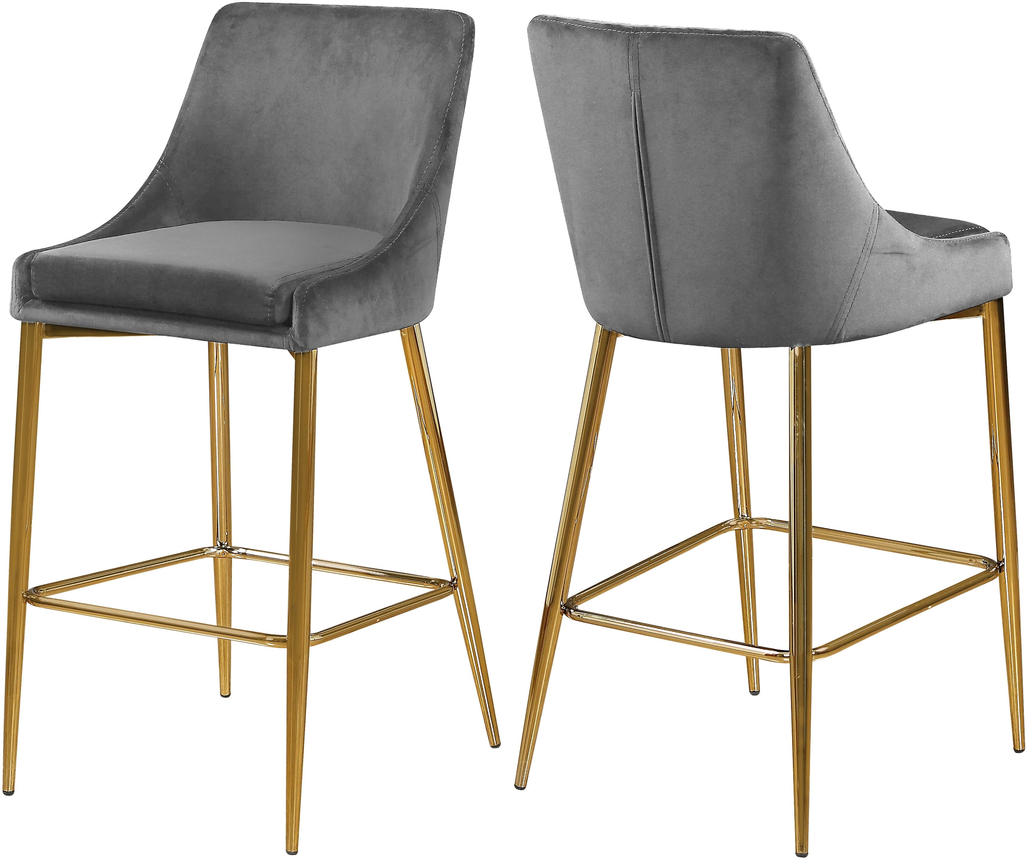 Karina Grey Velvet Stool - Luxury Home Furniture (MI)