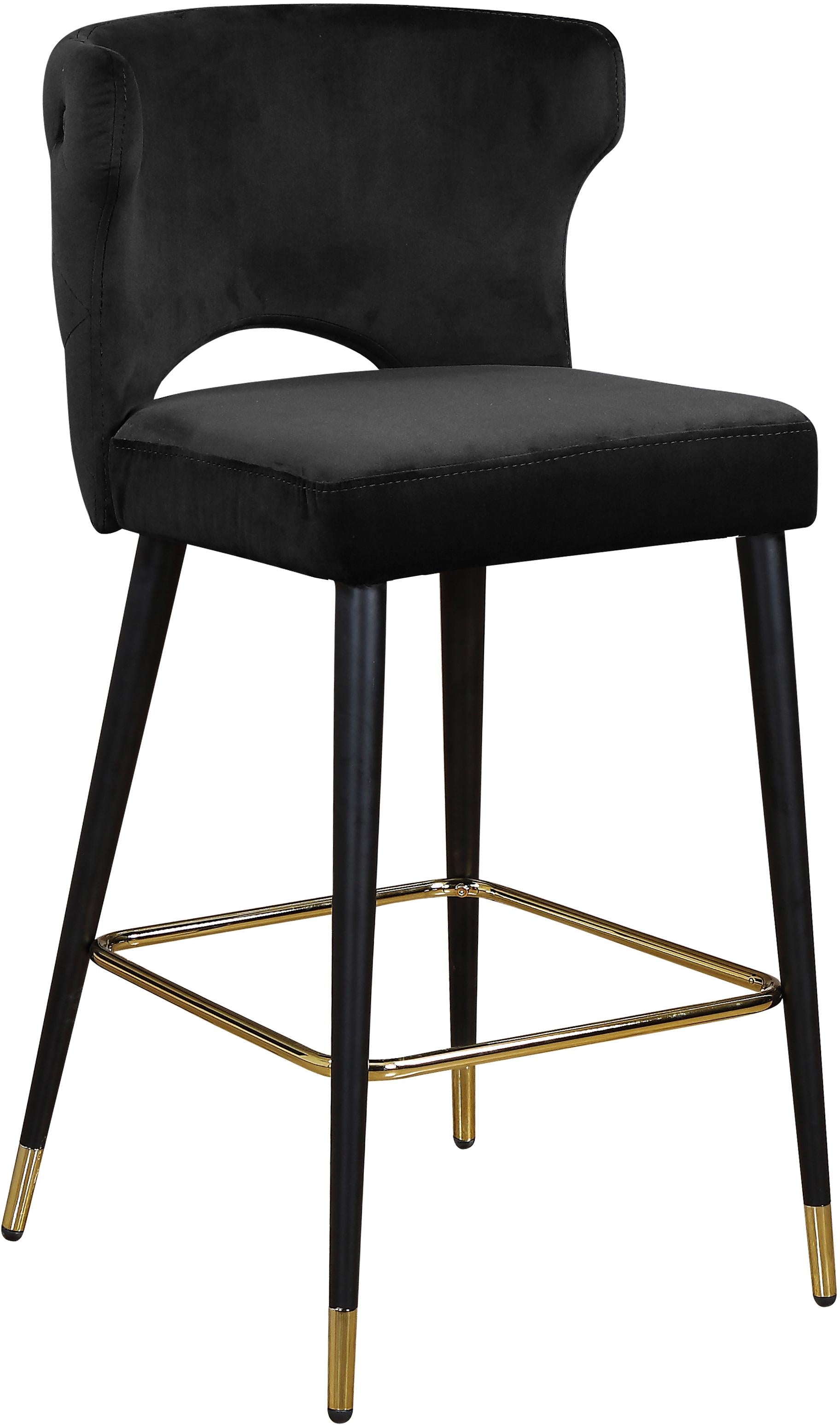 Kelly Black Velvet Stool - Luxury Home Furniture (MI)