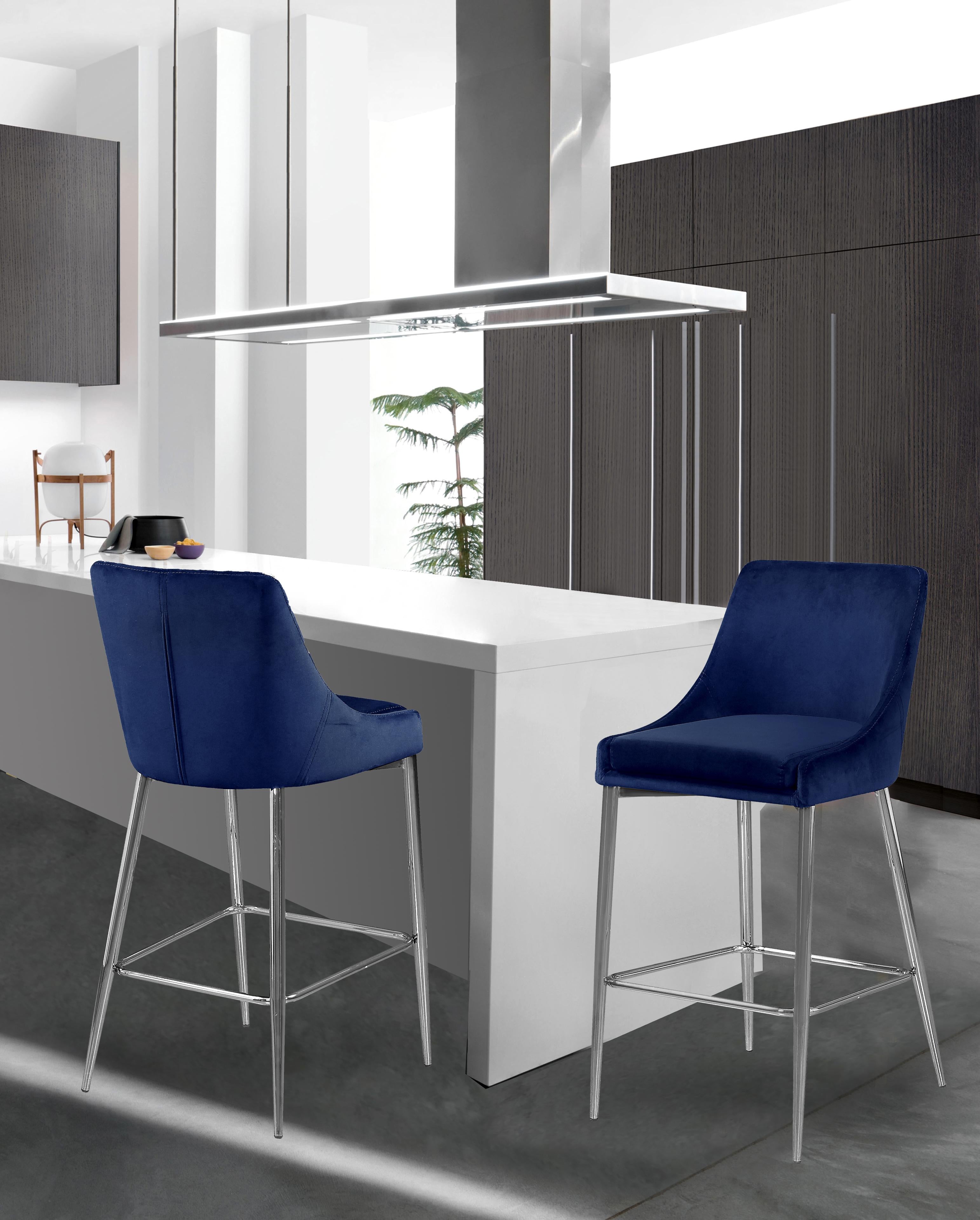Karina Navy Velvet Stool - Luxury Home Furniture (MI)