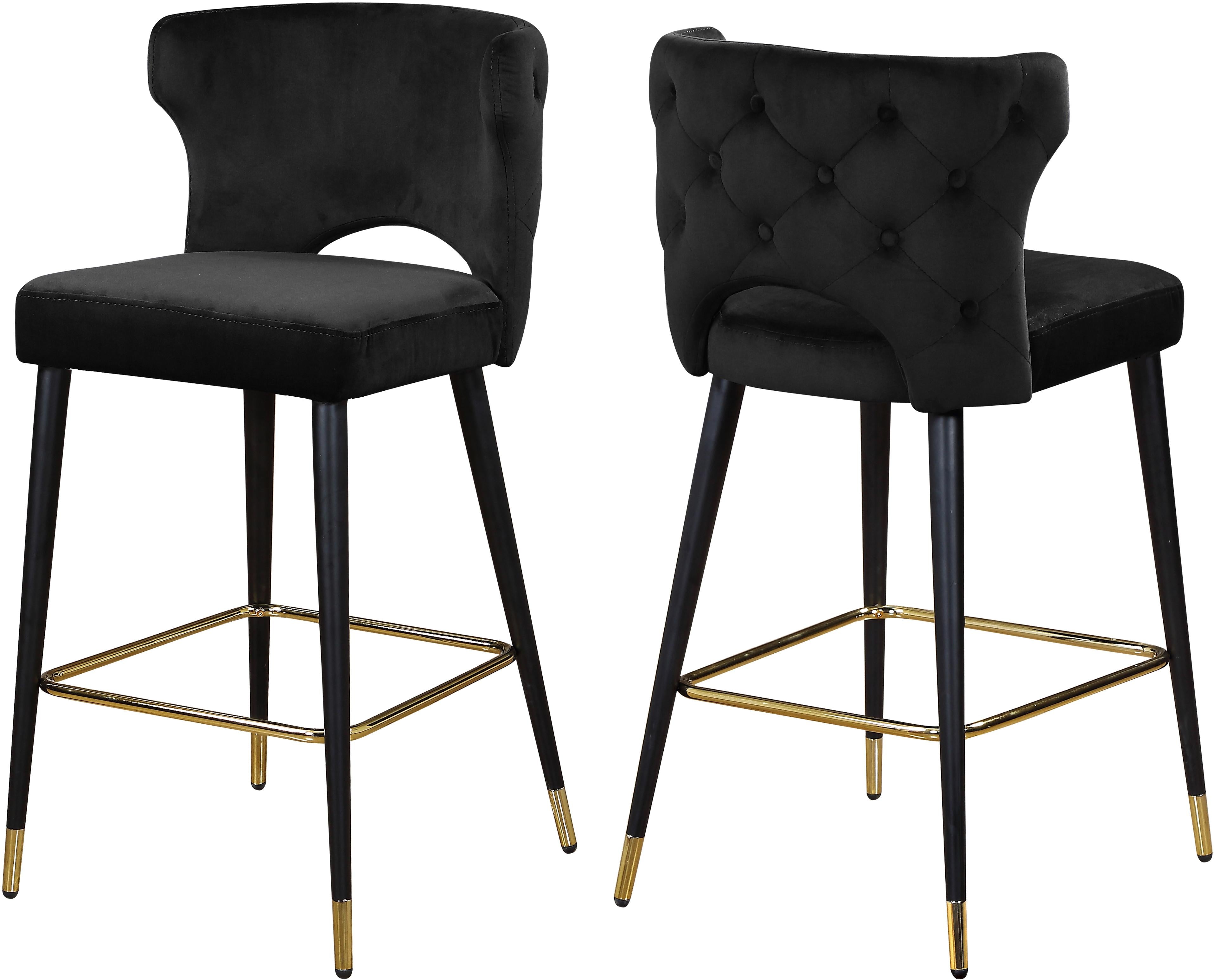 Kelly Black Velvet Stool - Luxury Home Furniture (MI)