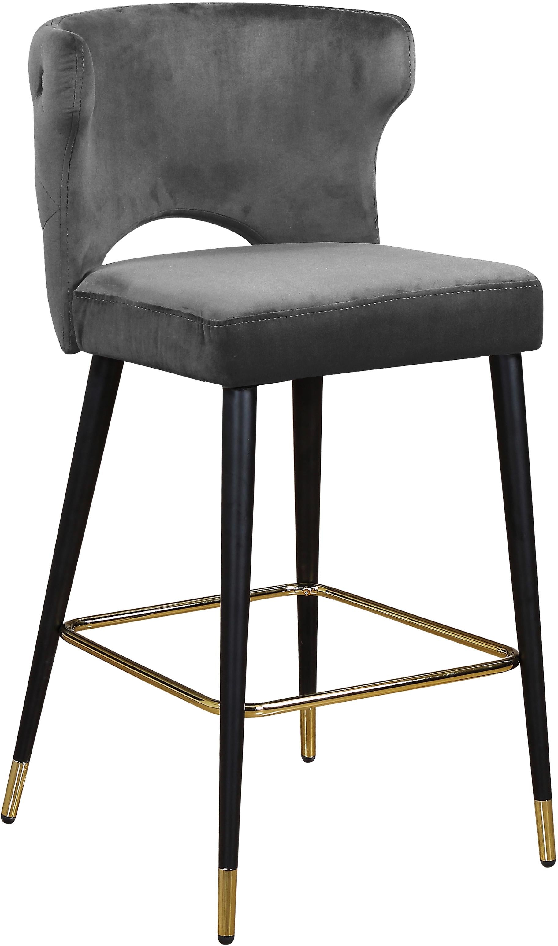 Kelly Grey Velvet Stool - Luxury Home Furniture (MI)
