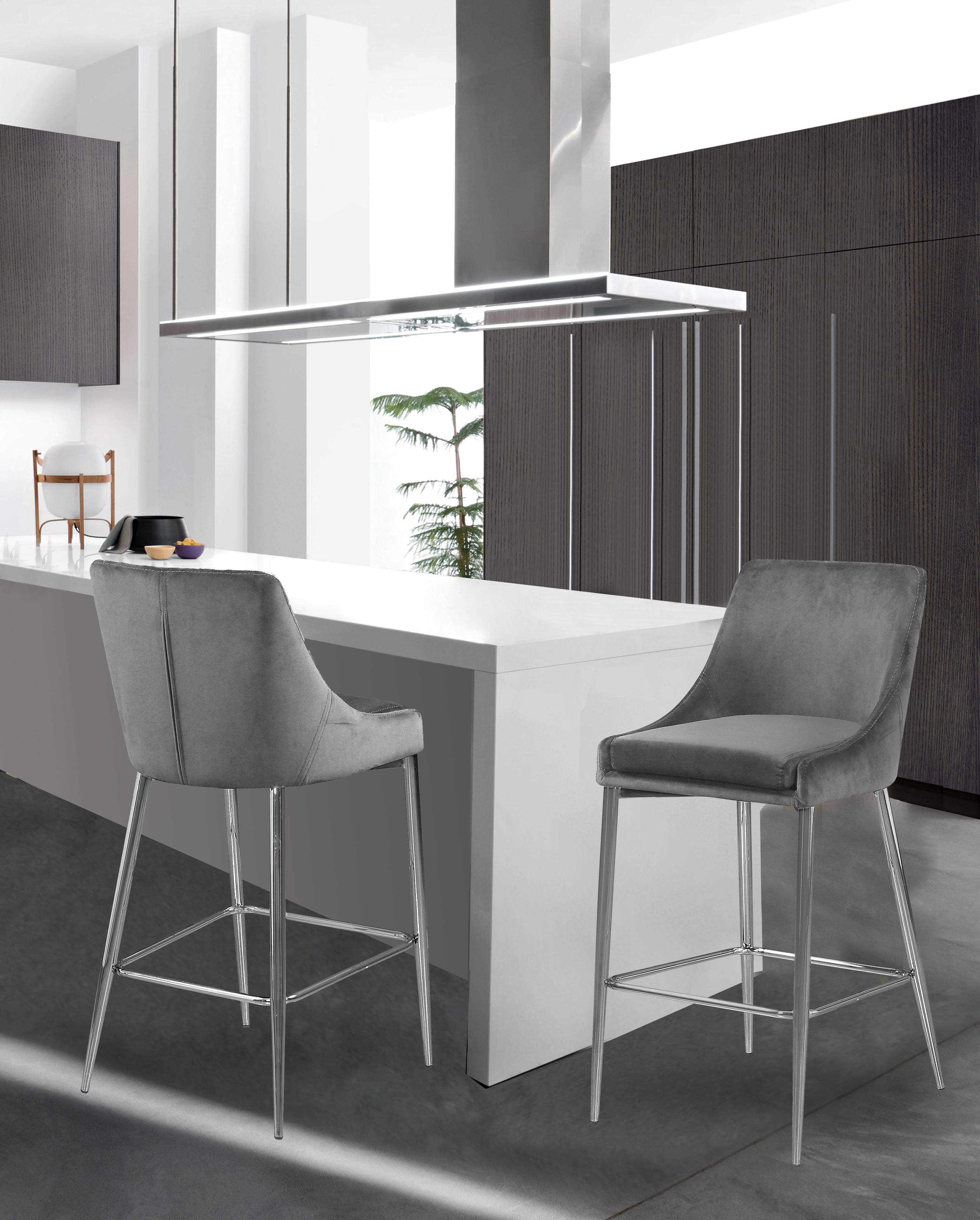 Karina Grey Velvet Stool - Luxury Home Furniture (MI)