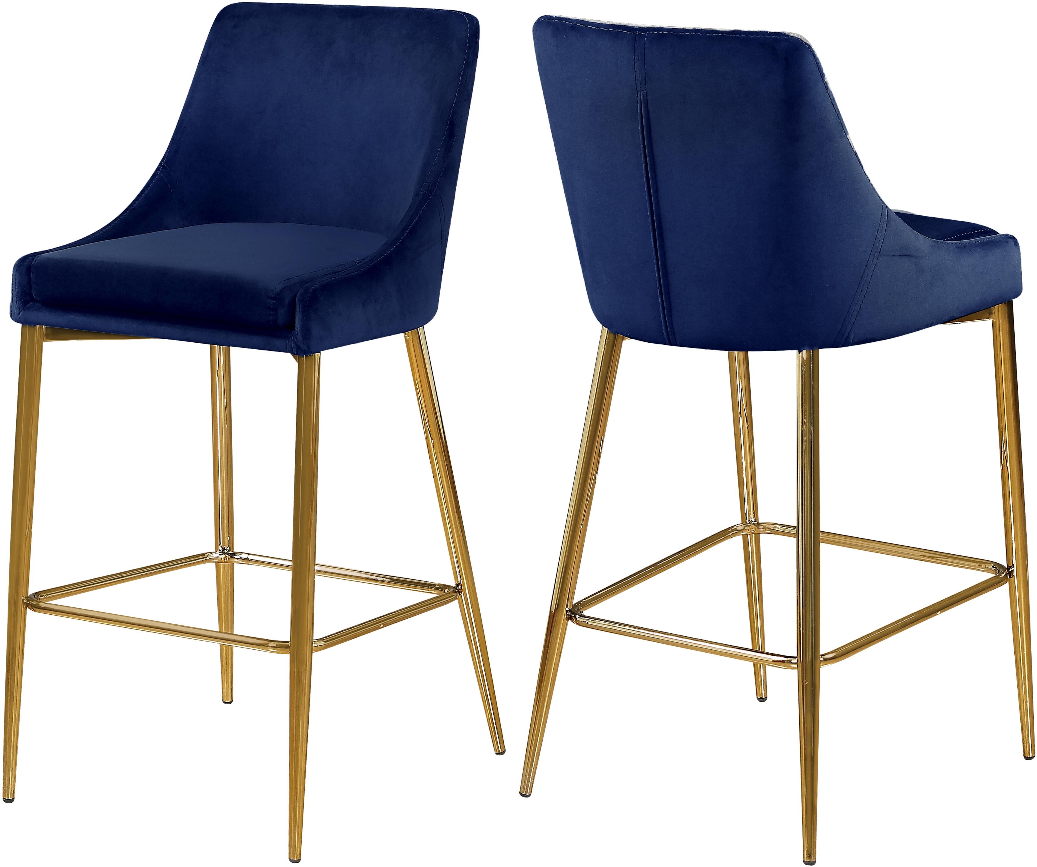 Karina Navy Velvet Stool - Luxury Home Furniture (MI)