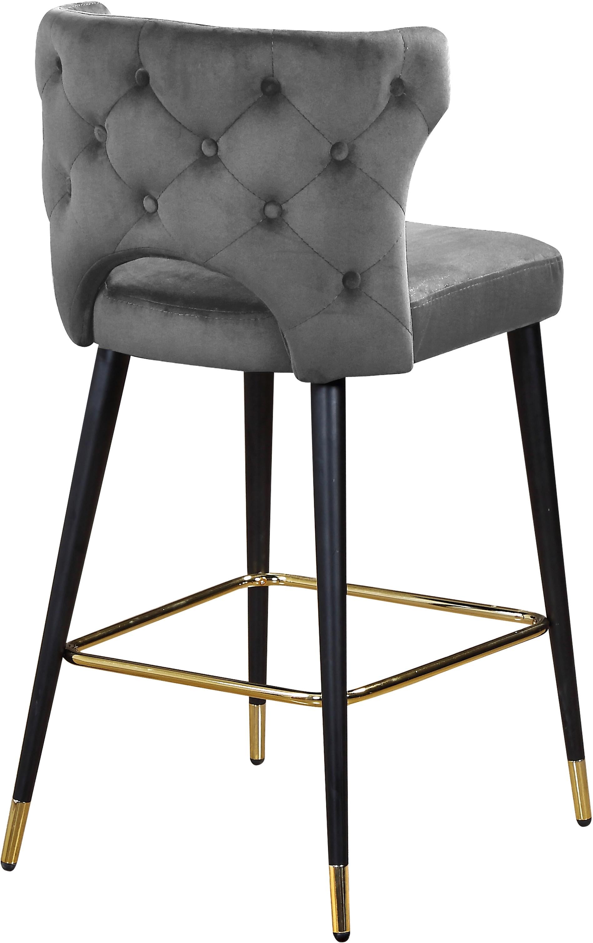 Kelly Grey Velvet Stool - Luxury Home Furniture (MI)