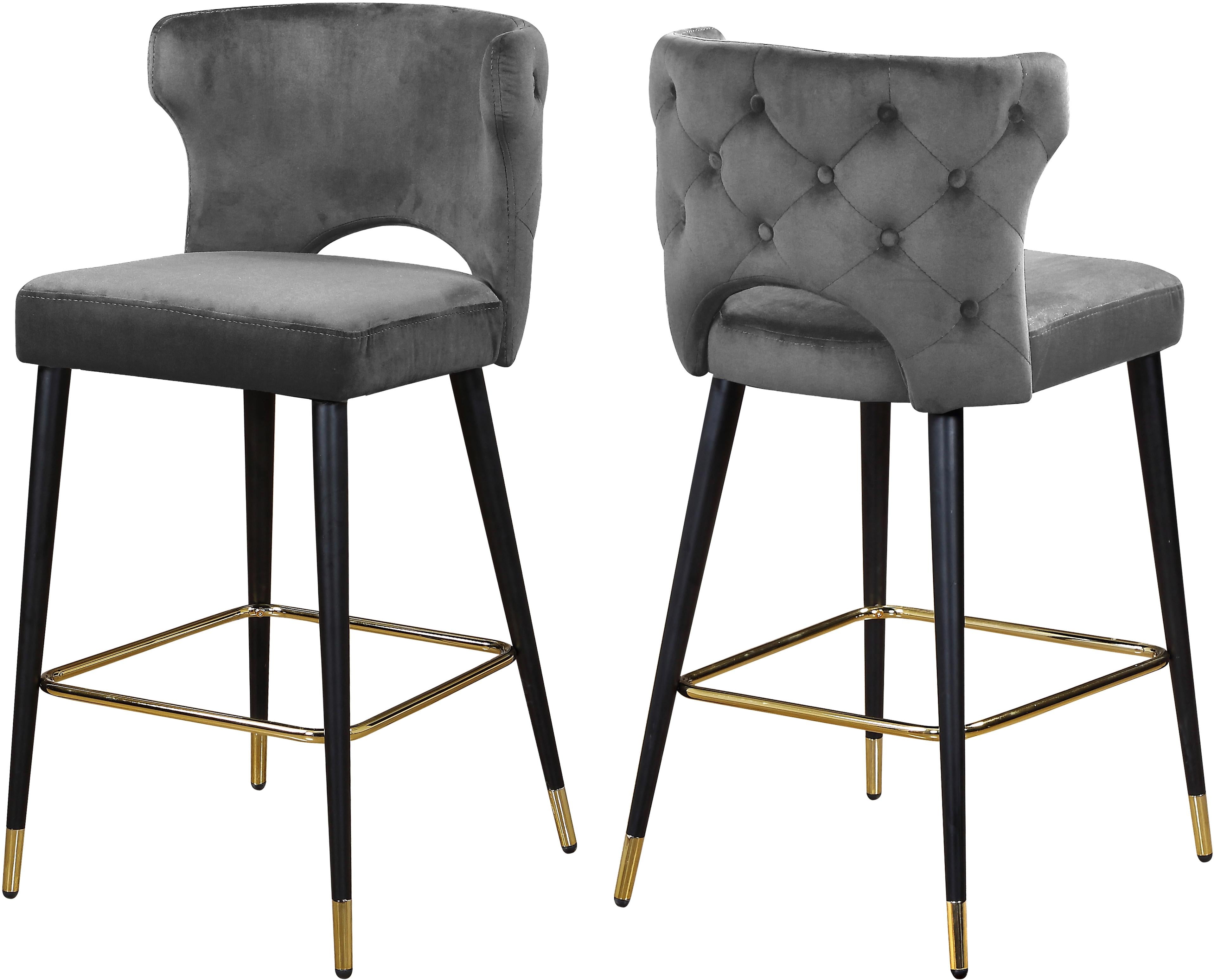 Kelly Grey Velvet Stool - Luxury Home Furniture (MI)