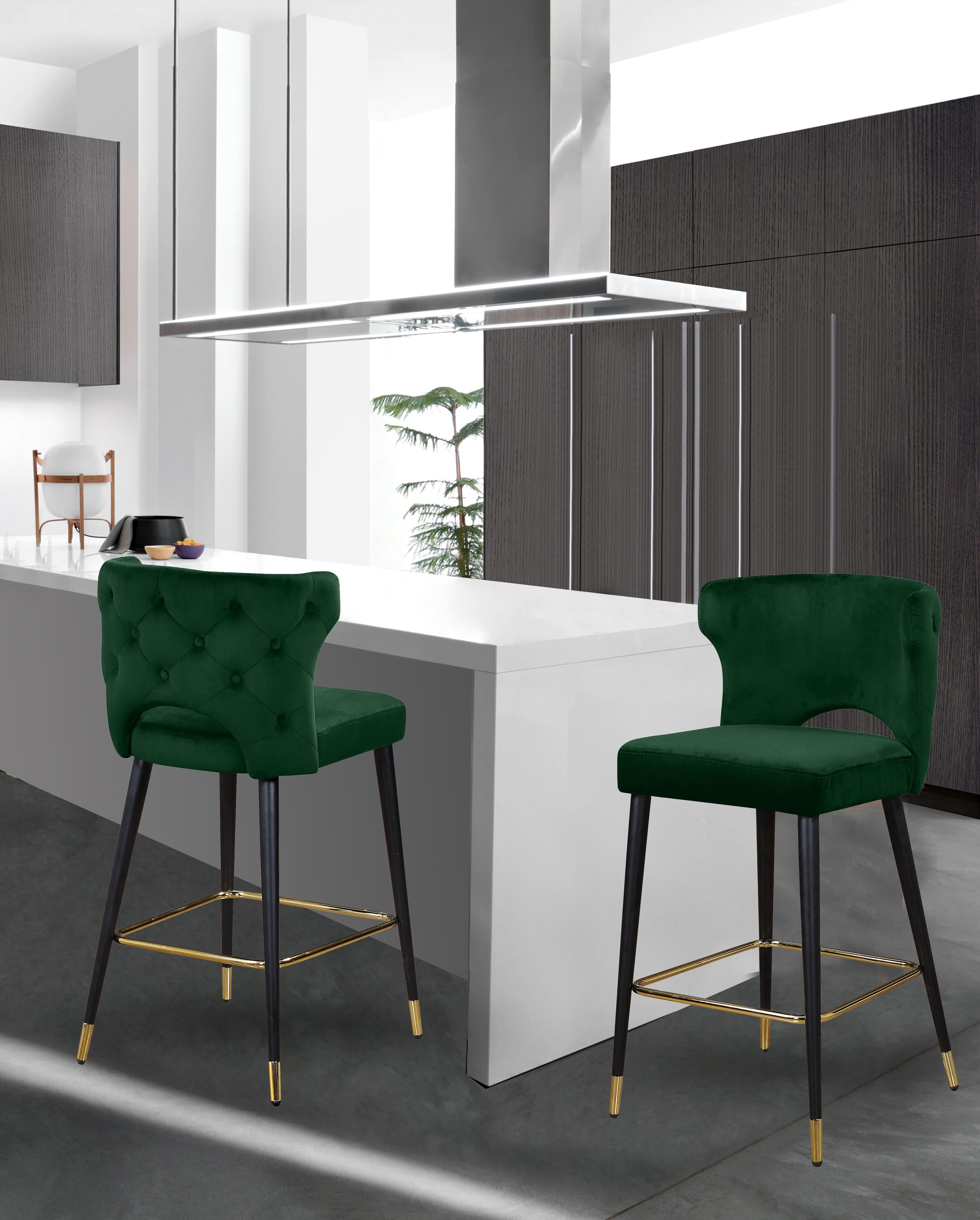 Kelly Green Velvet Stool - Luxury Home Furniture (MI)