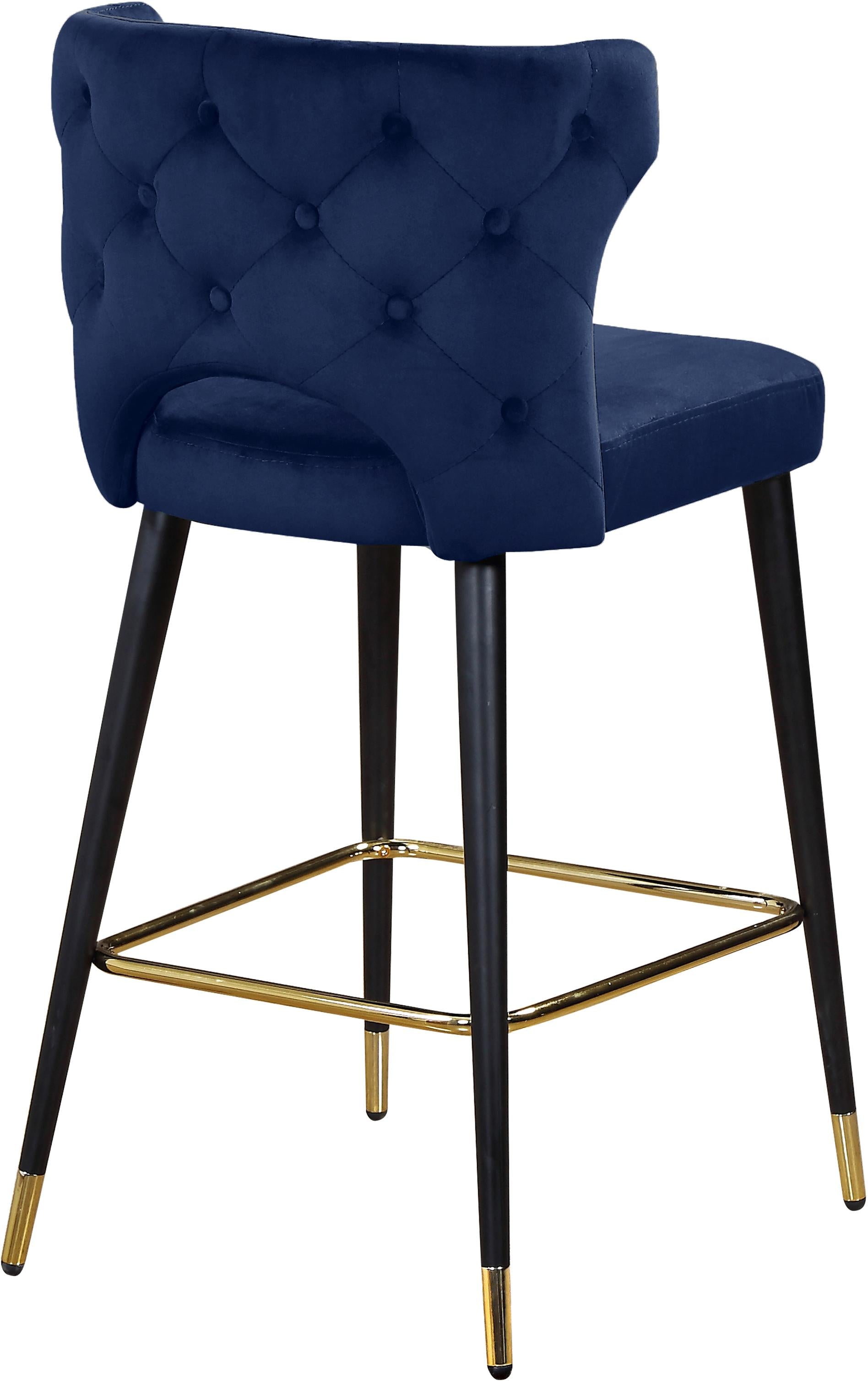 Kelly Navy Velvet Stool - Luxury Home Furniture (MI)