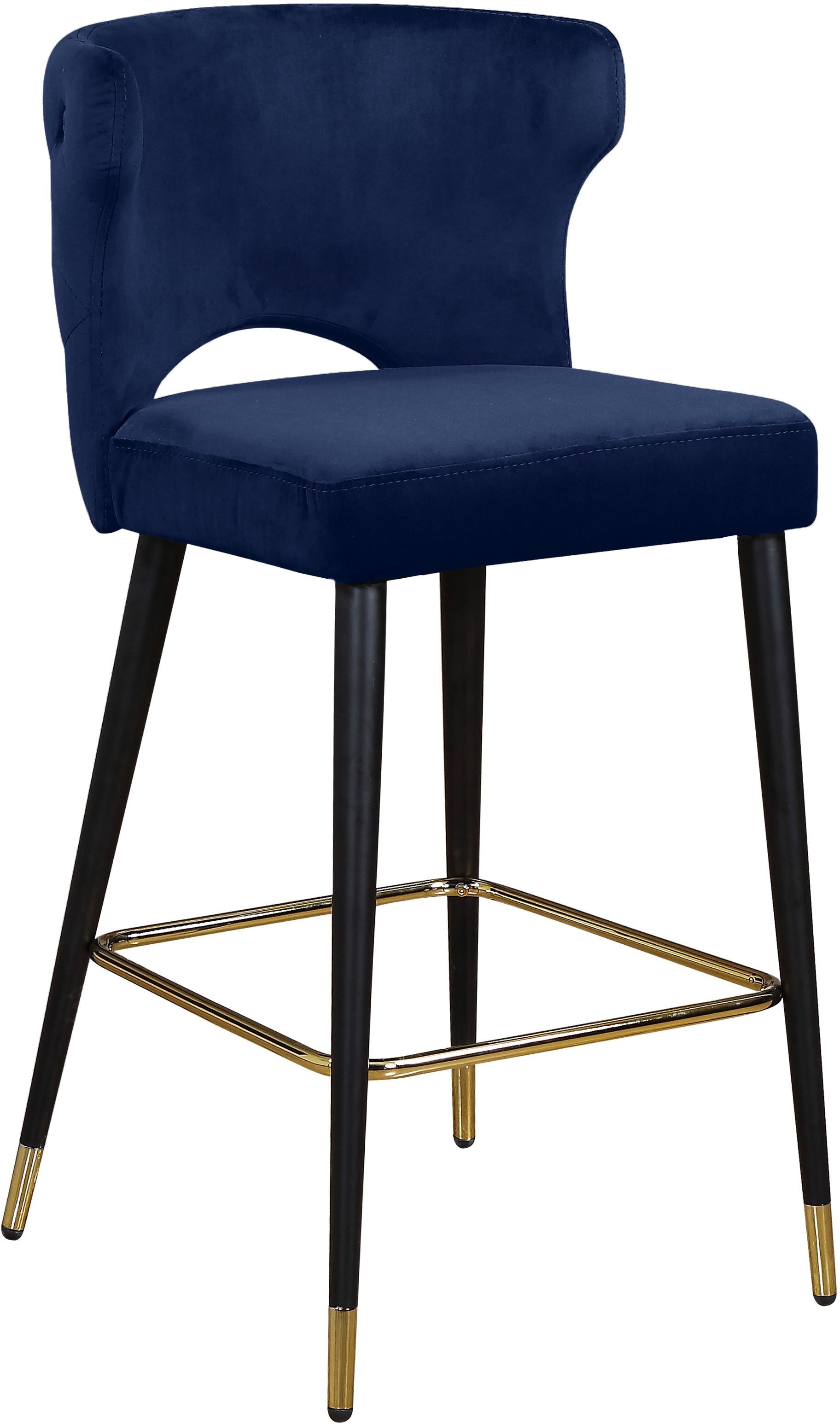 Kelly Navy Velvet Stool - Luxury Home Furniture (MI)