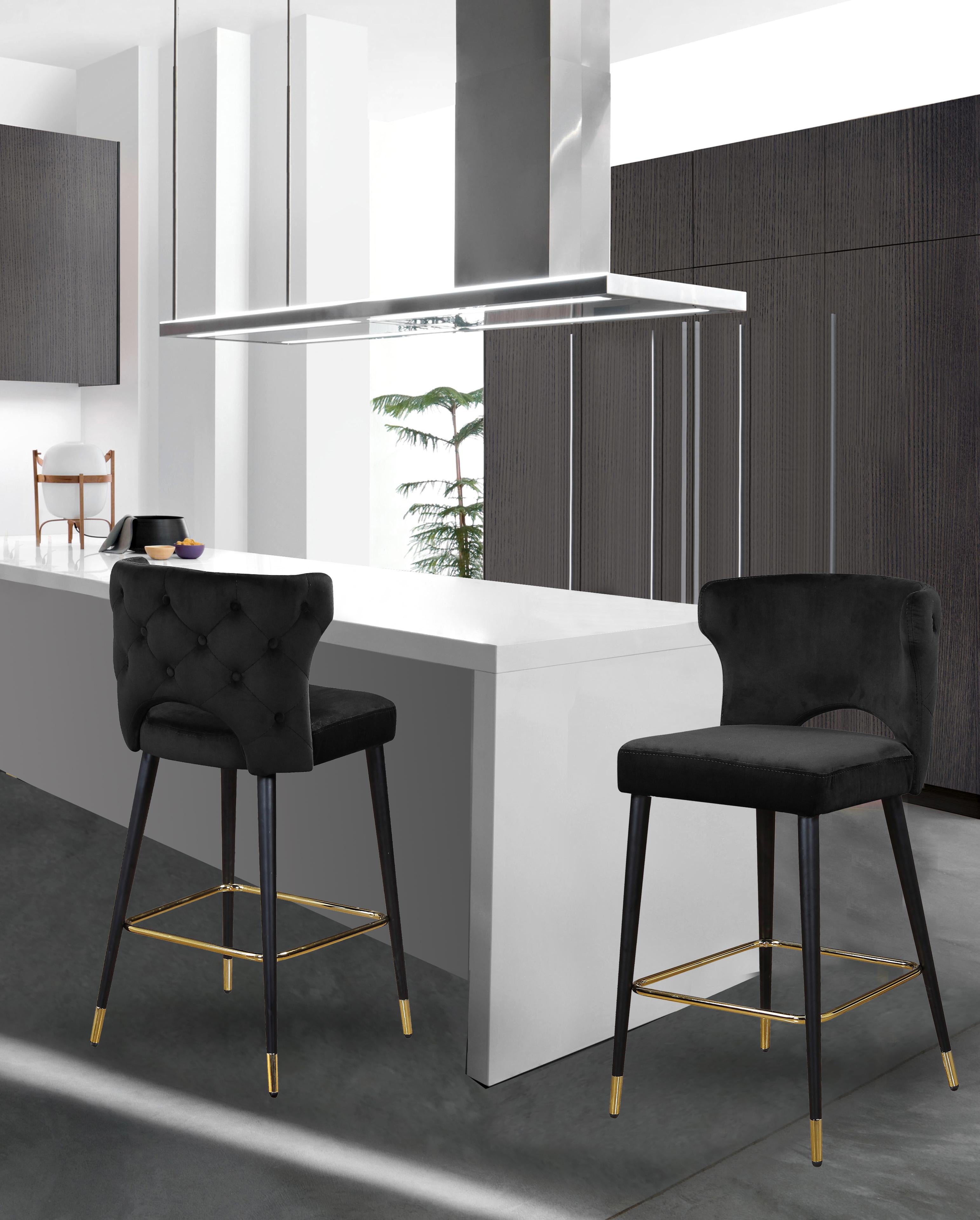 Kelly Black Velvet Stool - Luxury Home Furniture (MI)