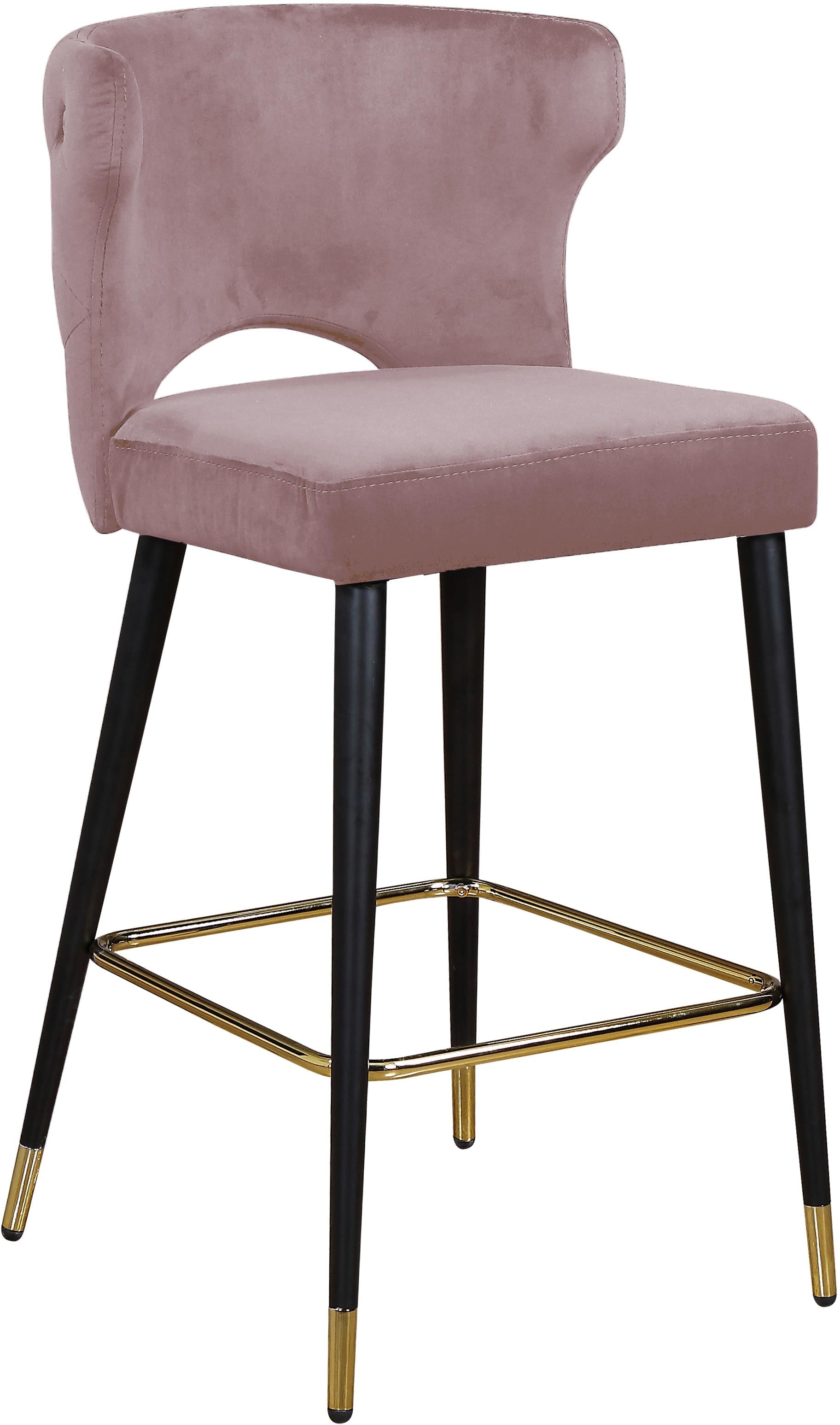 Kelly Pink Velvet Stool - Luxury Home Furniture (MI)