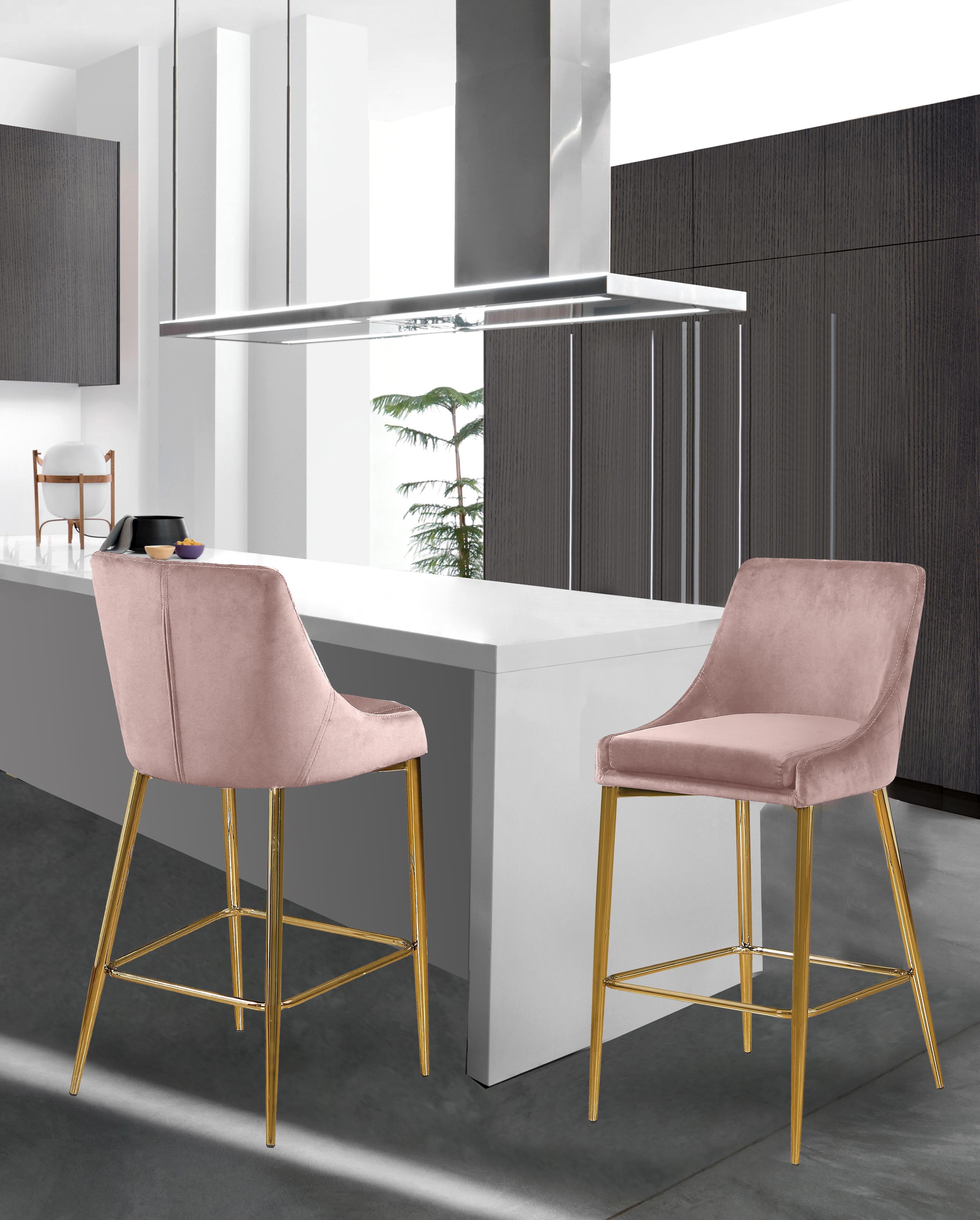 Karina Pink Velvet Stool - Luxury Home Furniture (MI)
