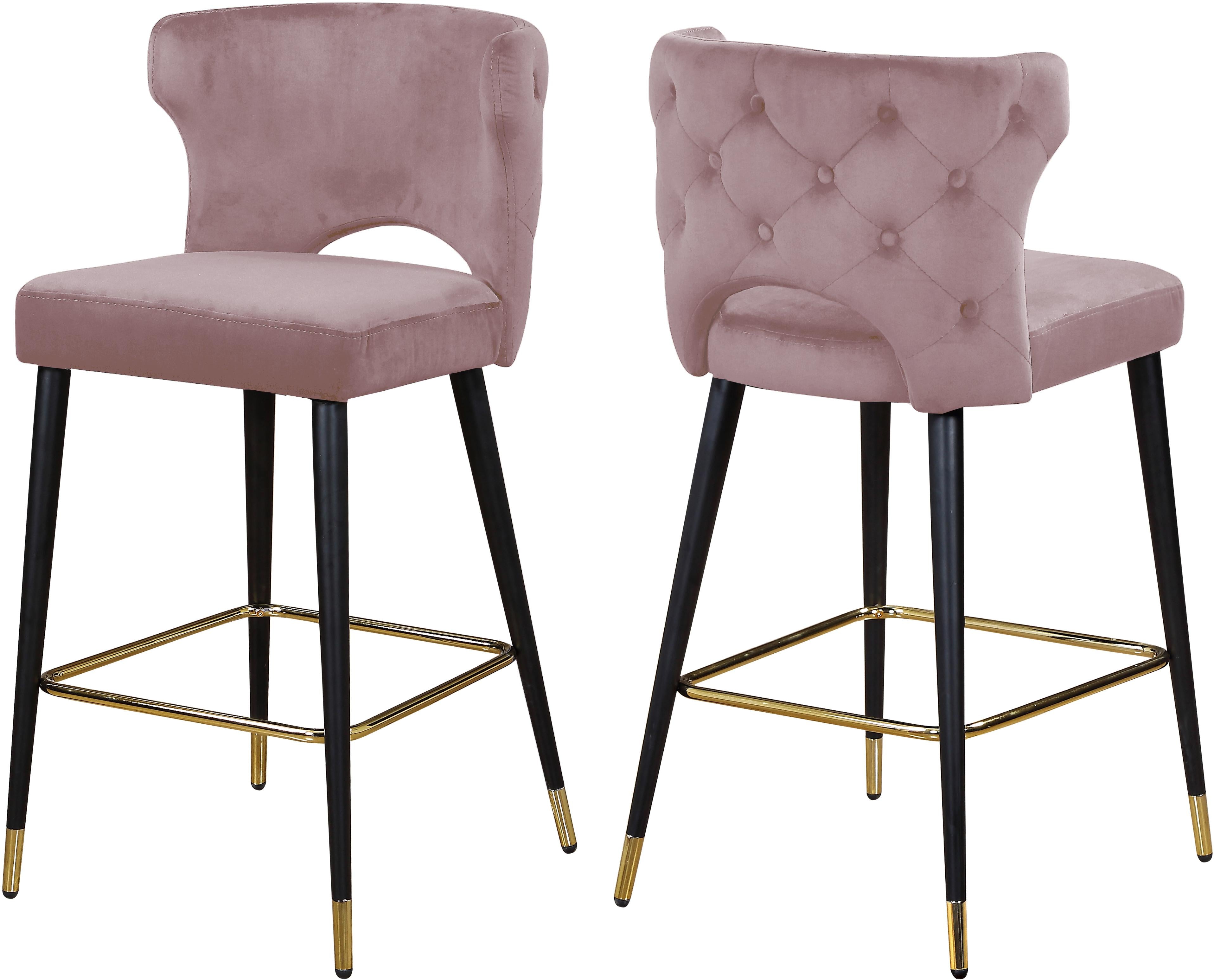 Kelly Pink Velvet Stool - Luxury Home Furniture (MI)