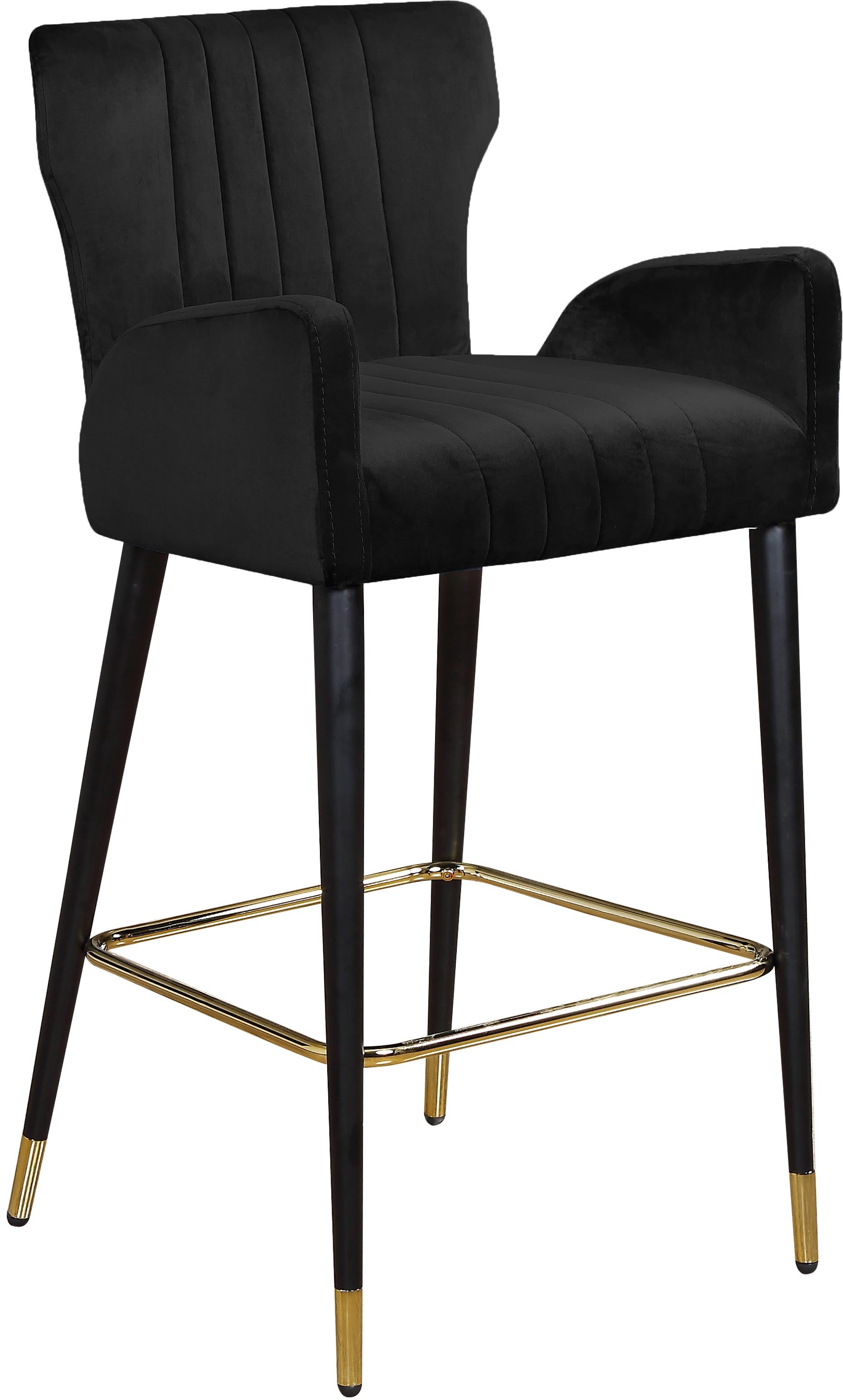 Luxe Black Velvet Stool - Luxury Home Furniture (MI)