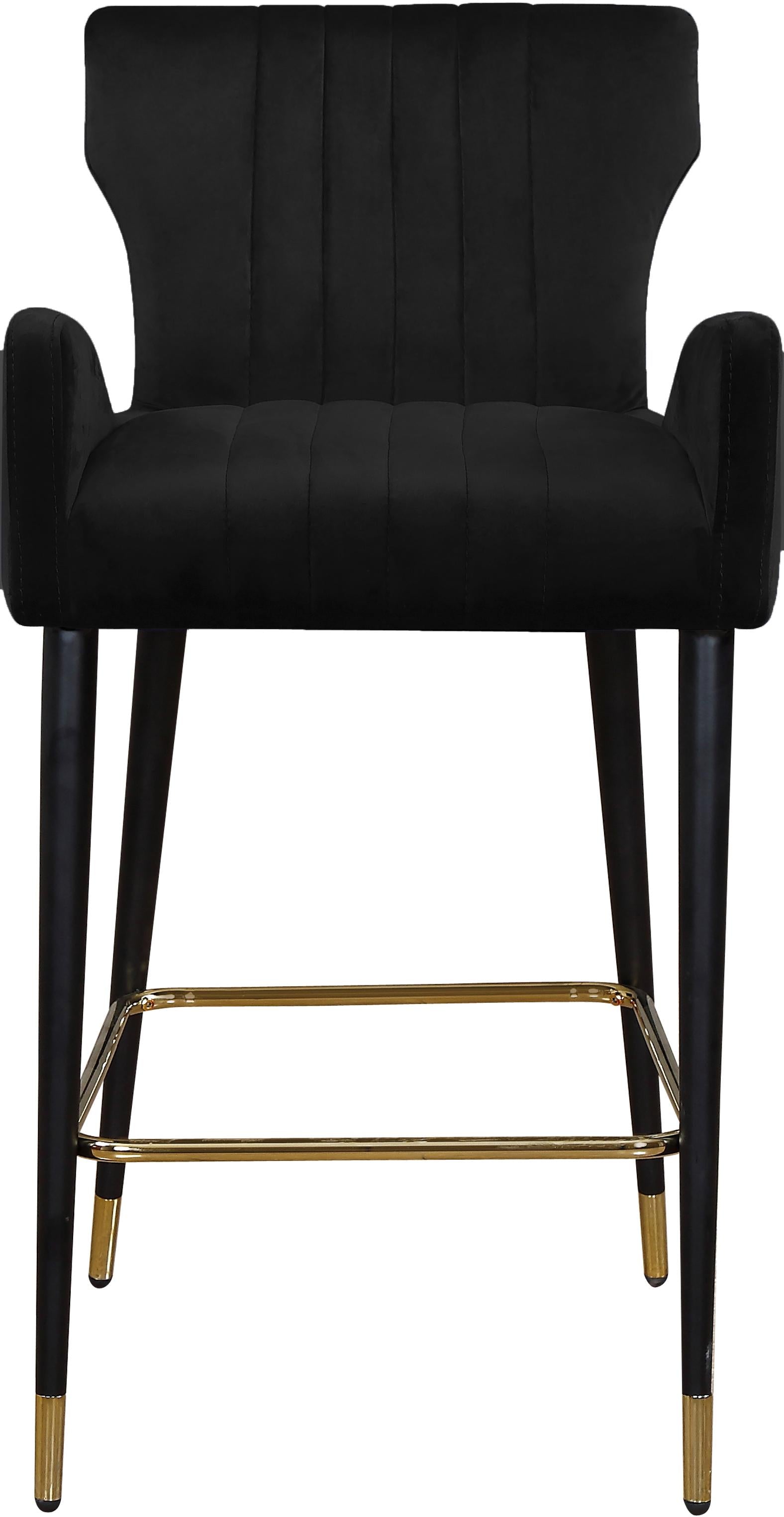 Luxe Black Velvet Stool - Luxury Home Furniture (MI)