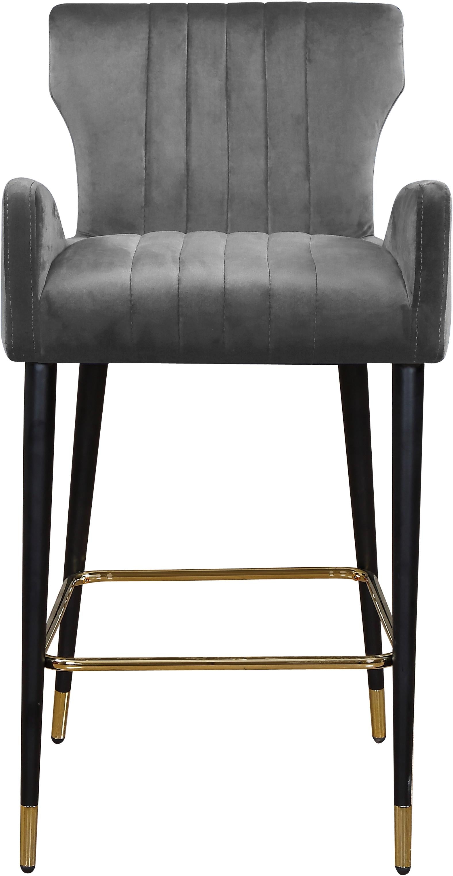 Luxe Grey Velvet Stool - Luxury Home Furniture (MI)
