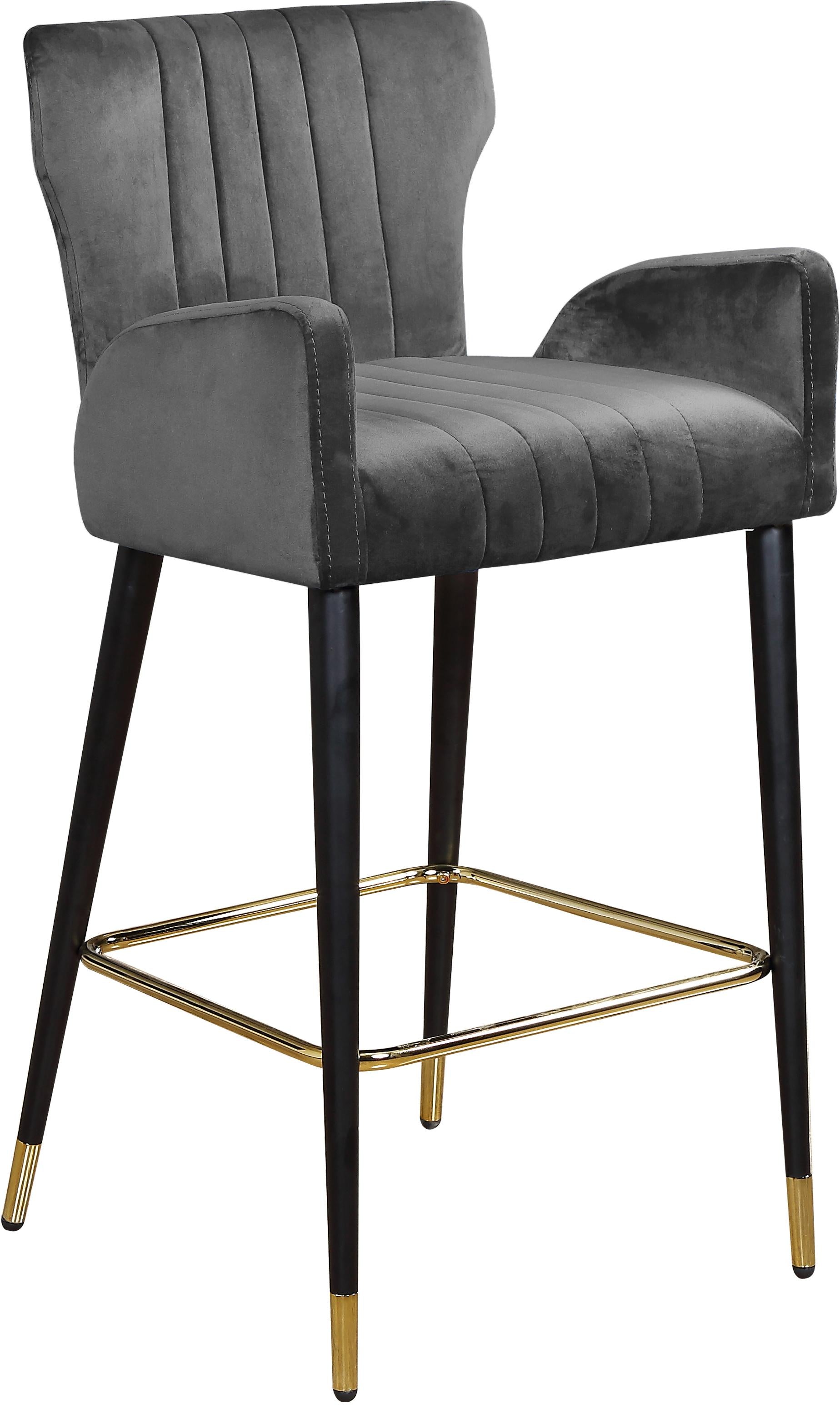 Luxe Grey Velvet Stool - Luxury Home Furniture (MI)