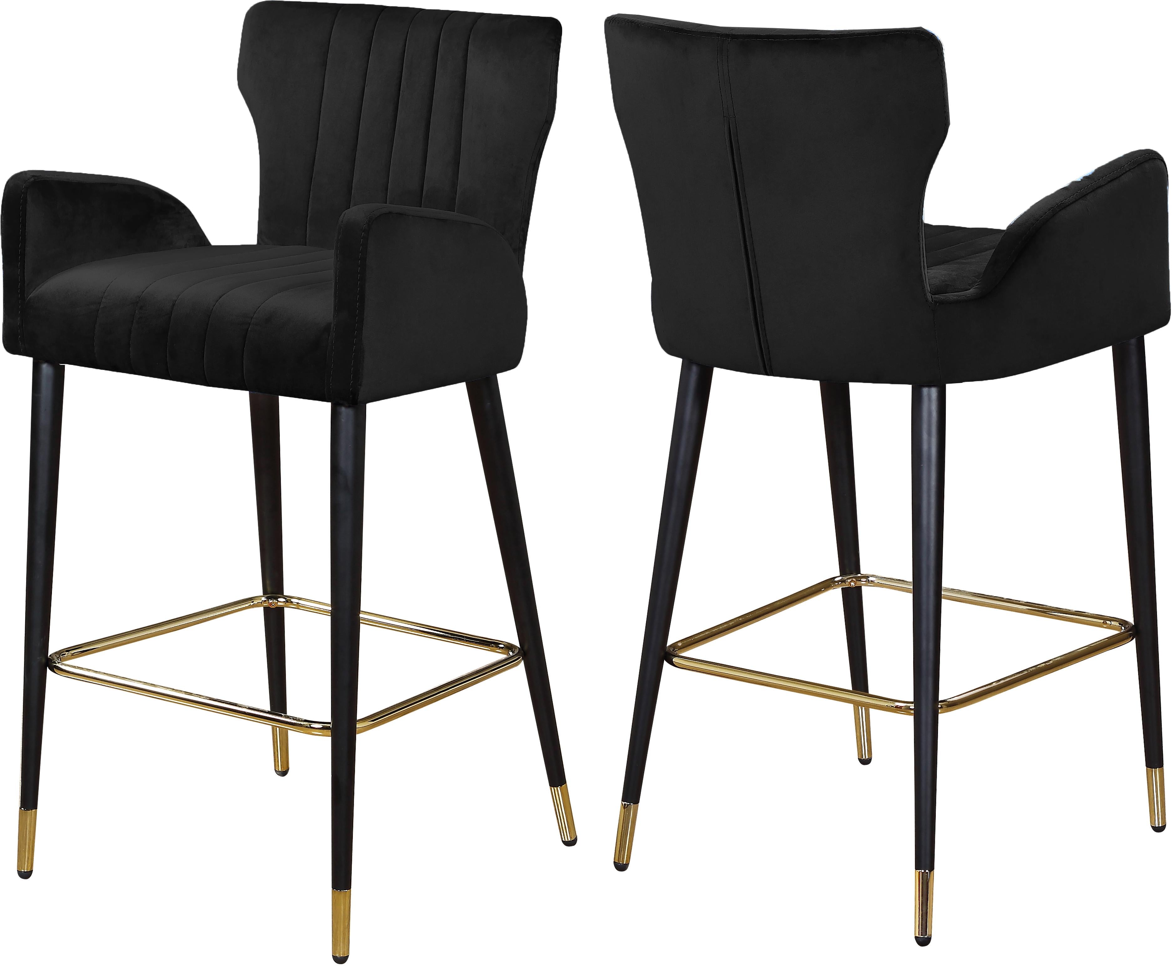 Luxe Black Velvet Stool - Luxury Home Furniture (MI)