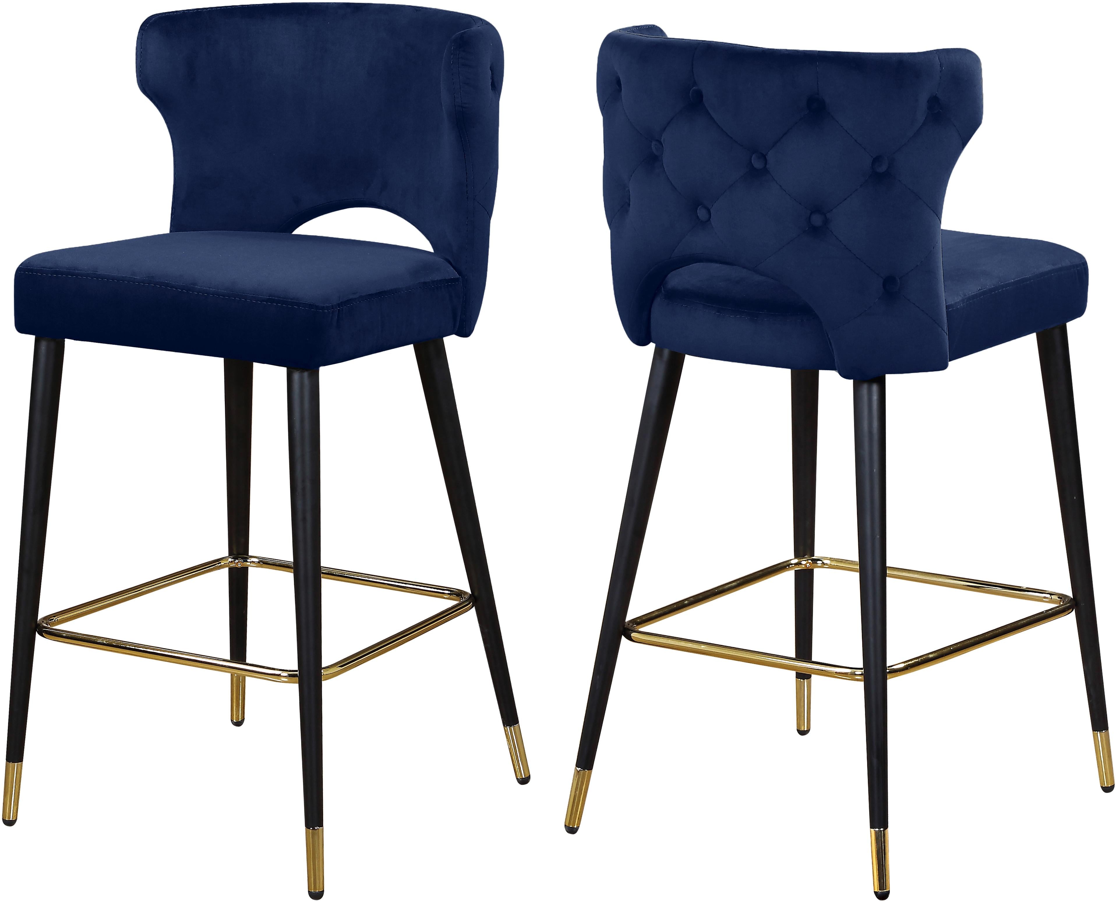 Kelly Navy Velvet Stool - Luxury Home Furniture (MI)