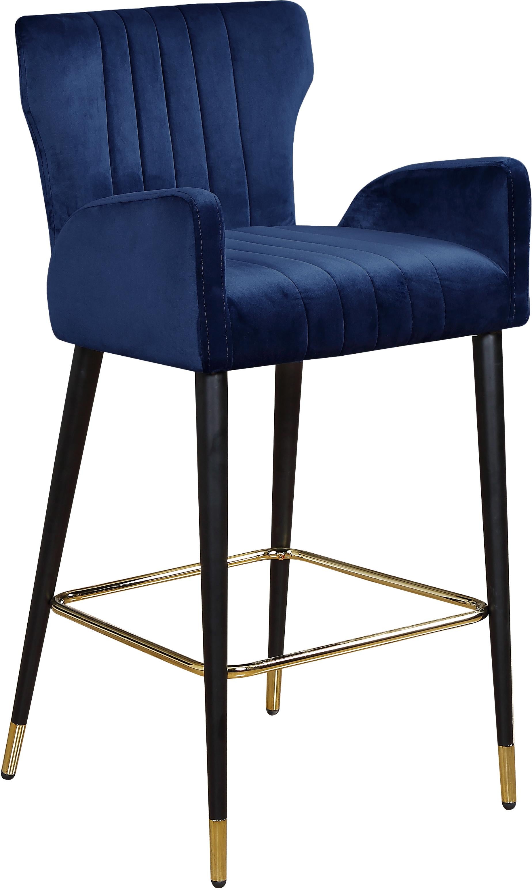 Luxe Navy Velvet Stool - Luxury Home Furniture (MI)