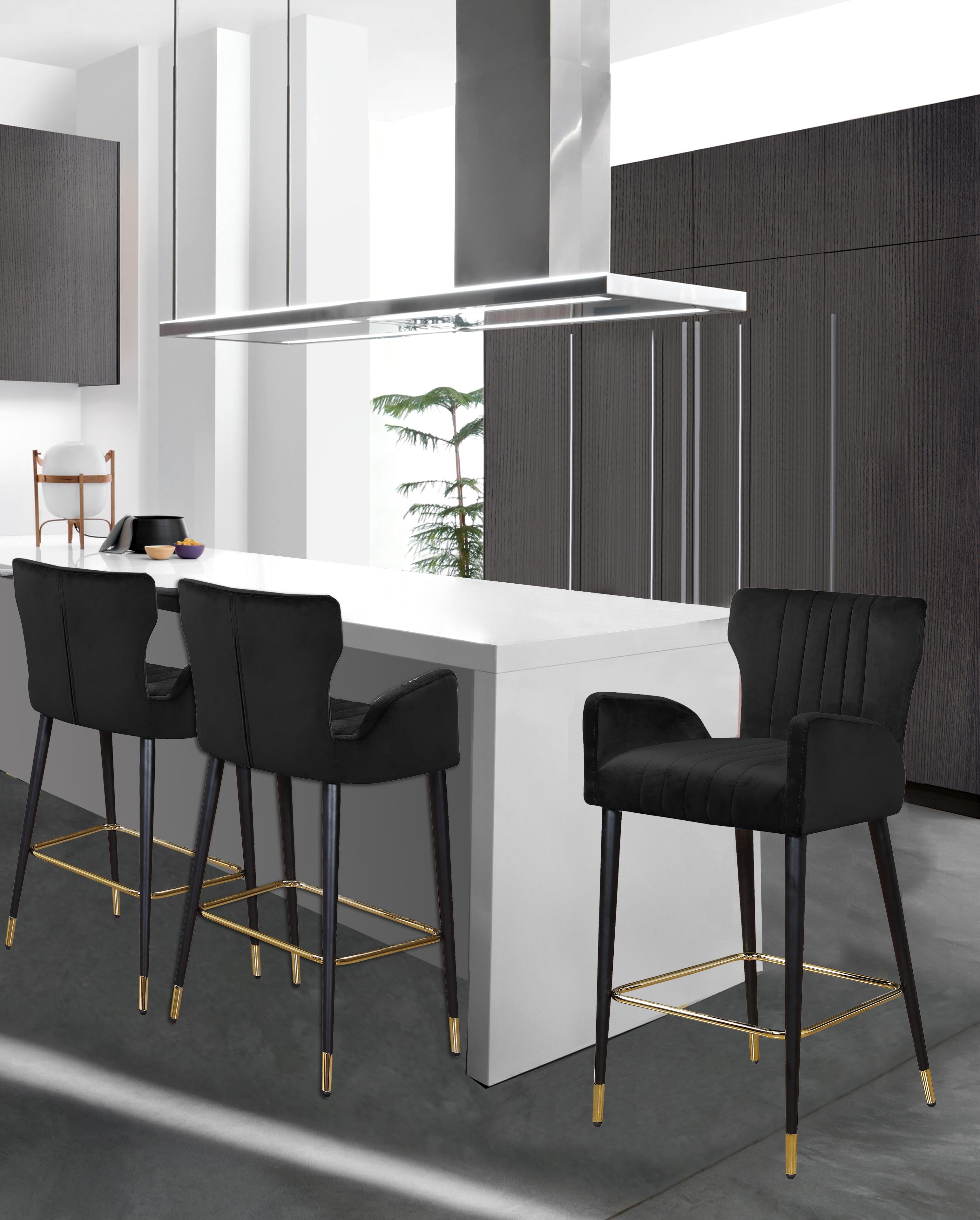 Luxe Black Velvet Stool - Luxury Home Furniture (MI)