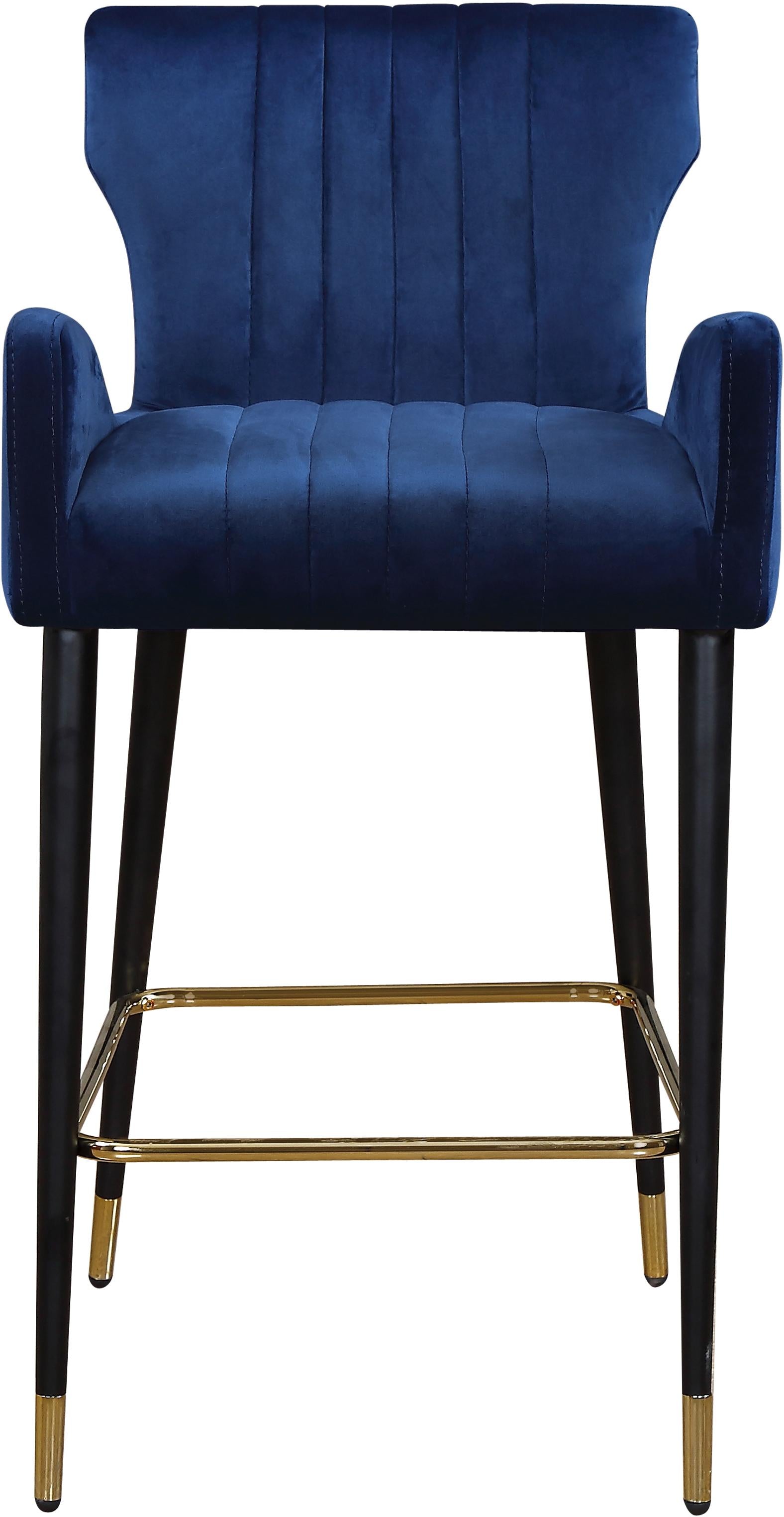 Luxe Navy Velvet Stool - Luxury Home Furniture (MI)
