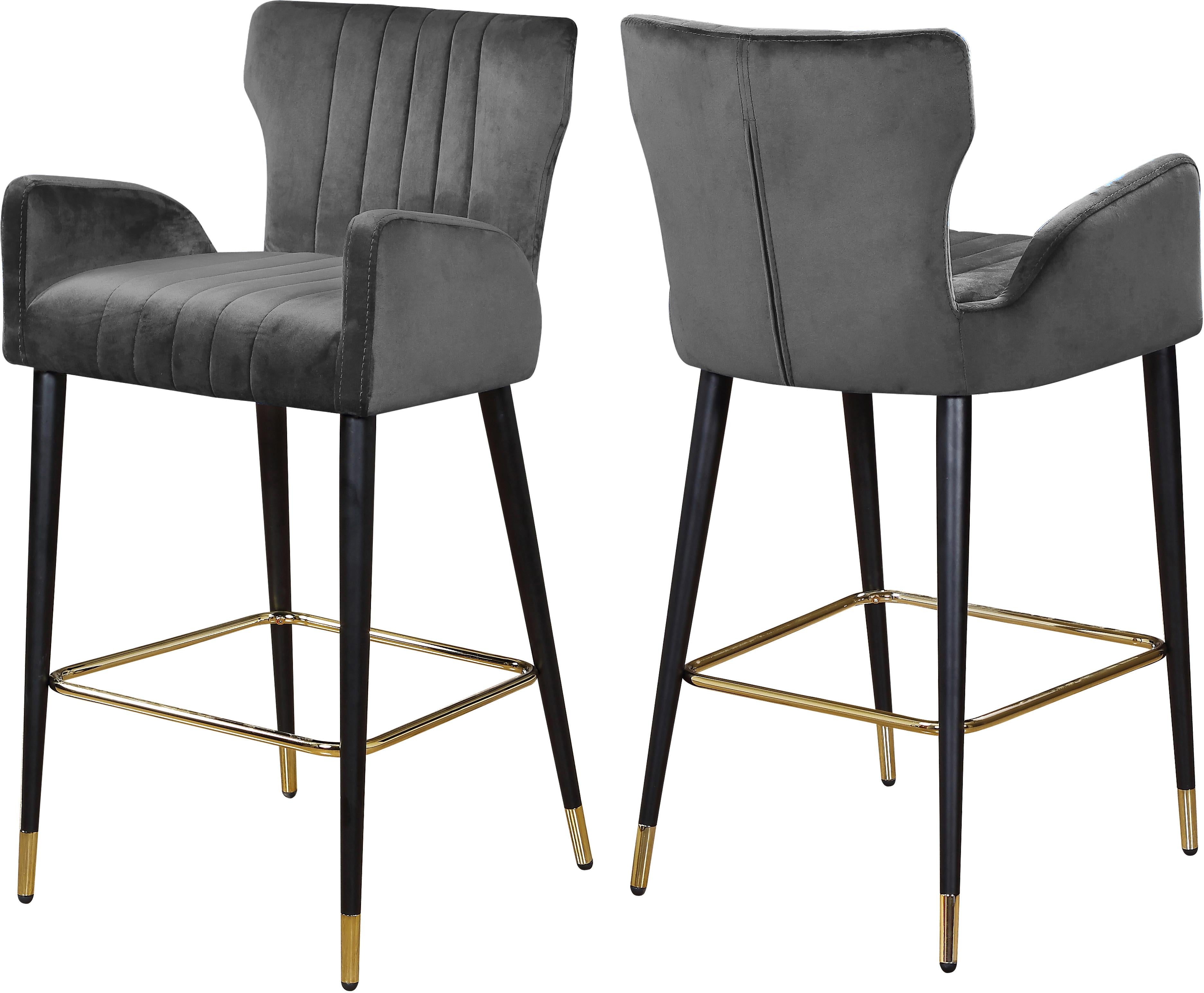 Luxe Grey Velvet Stool - Luxury Home Furniture (MI)