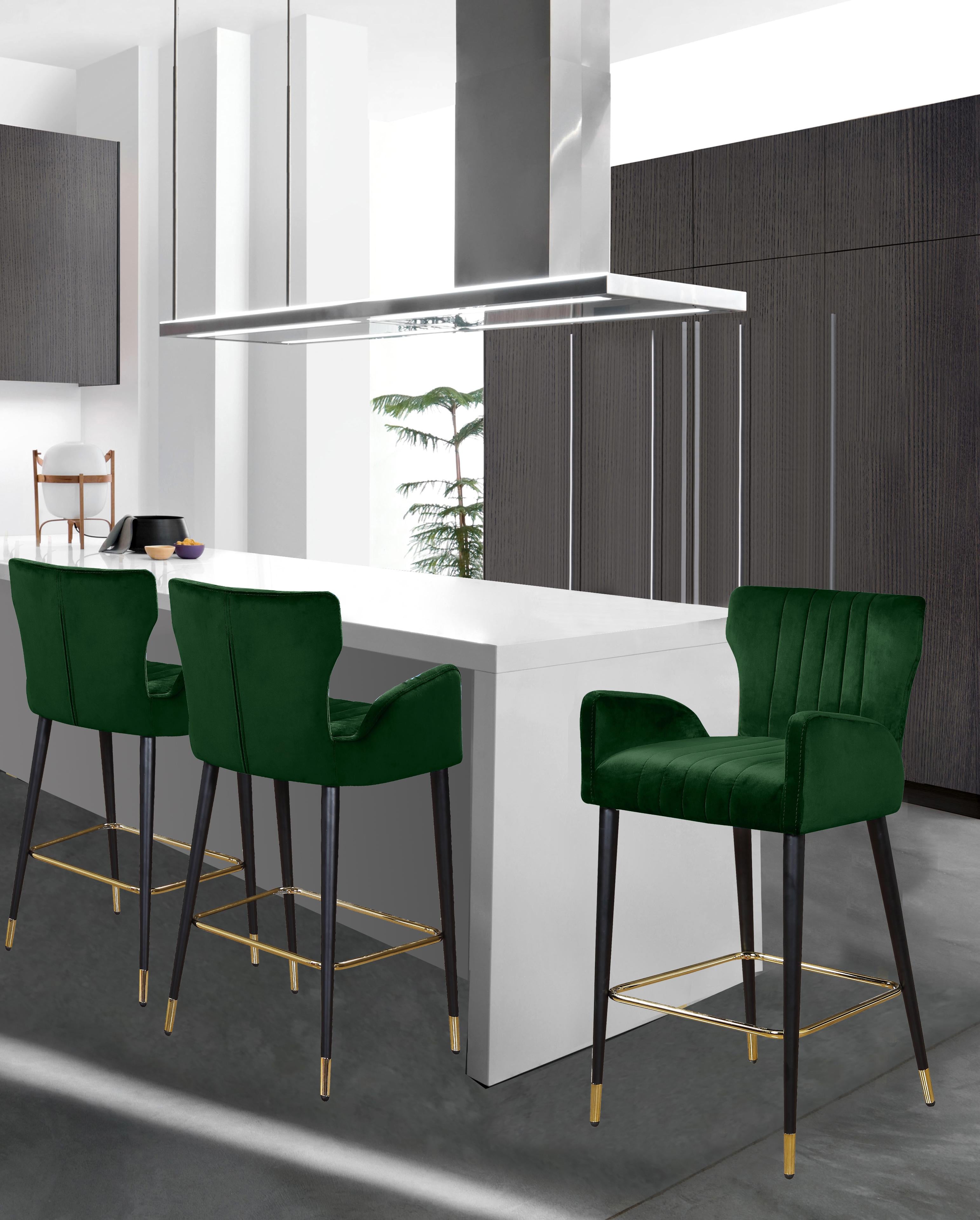 Luxe Green Velvet Stool - Luxury Home Furniture (MI)