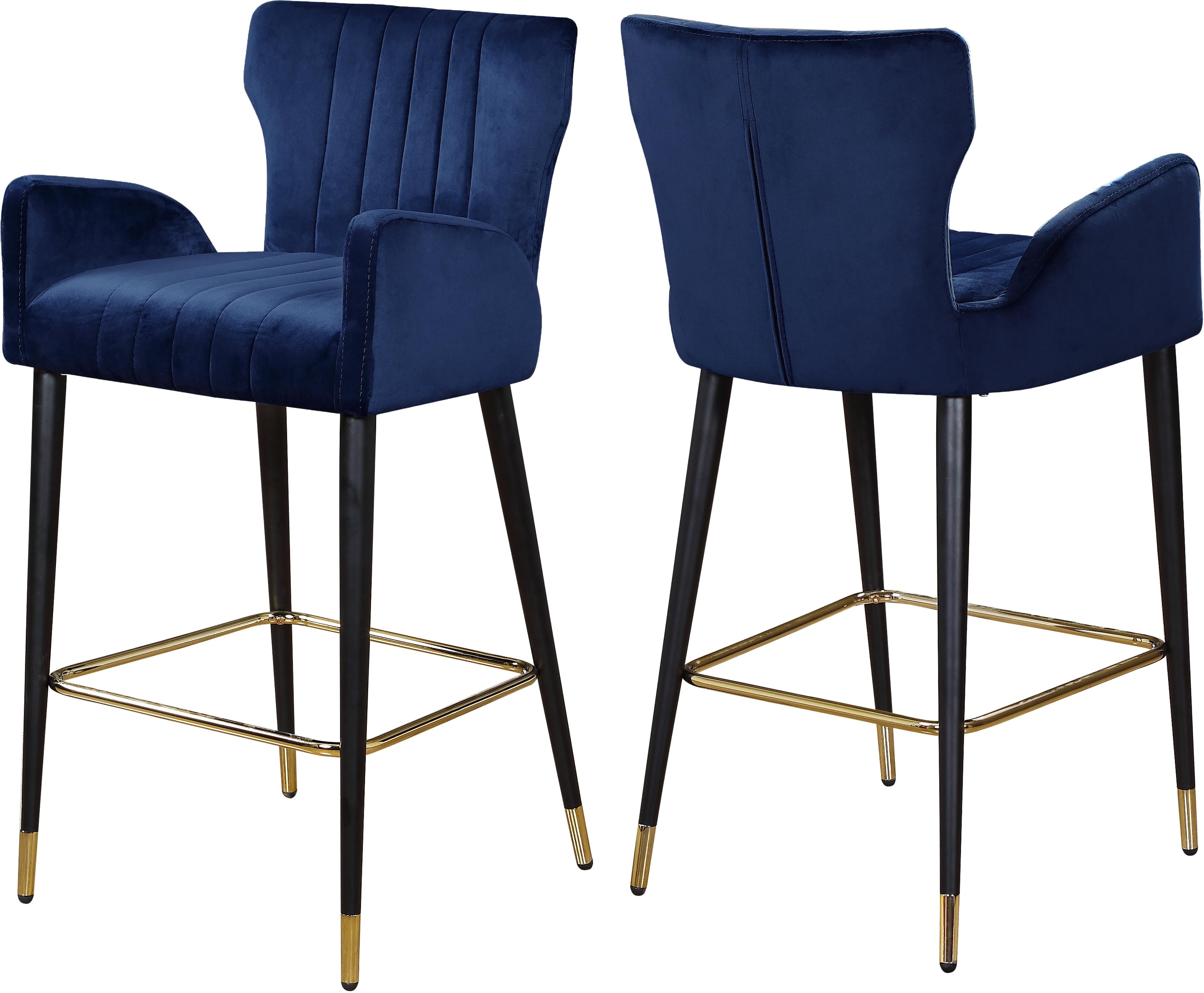 Luxe Navy Velvet Stool - Luxury Home Furniture (MI)