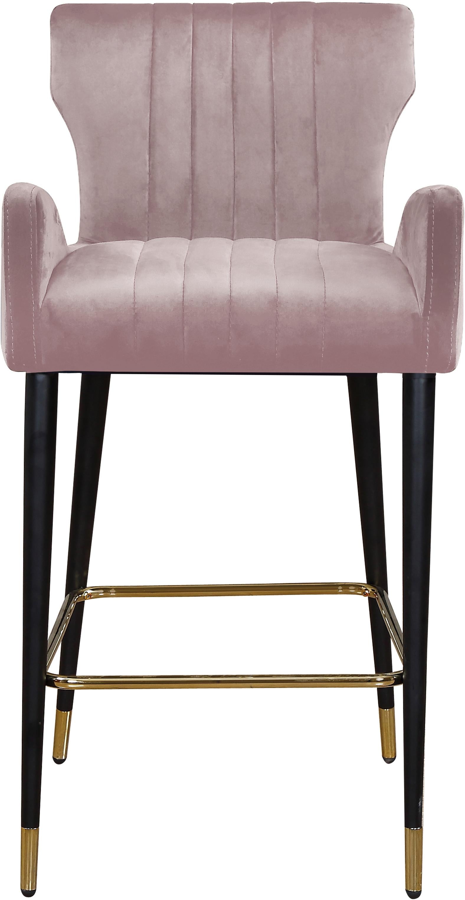 Luxe Pink Velvet Stool - Luxury Home Furniture (MI)