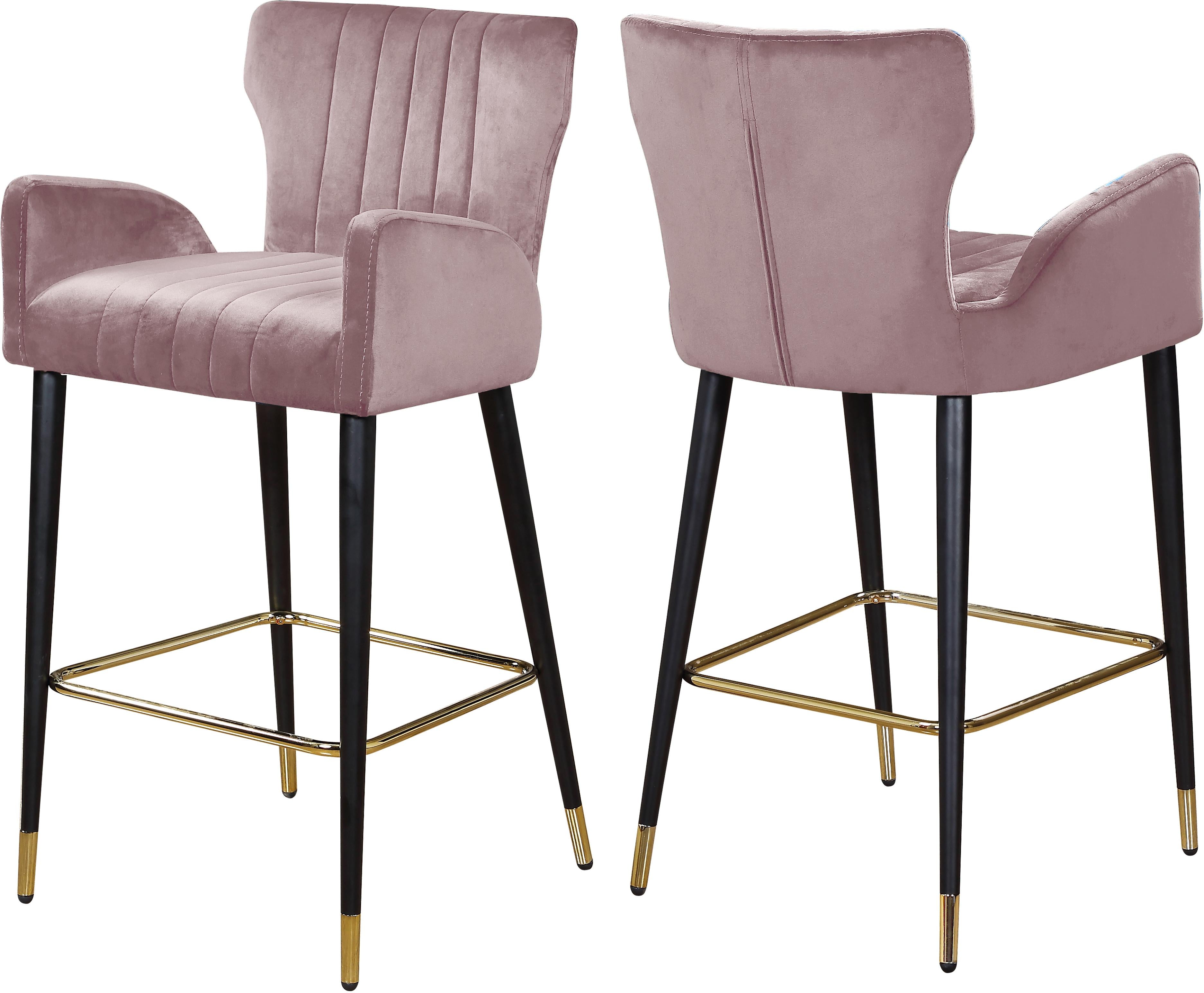 Luxe Pink Velvet Stool - Luxury Home Furniture (MI)