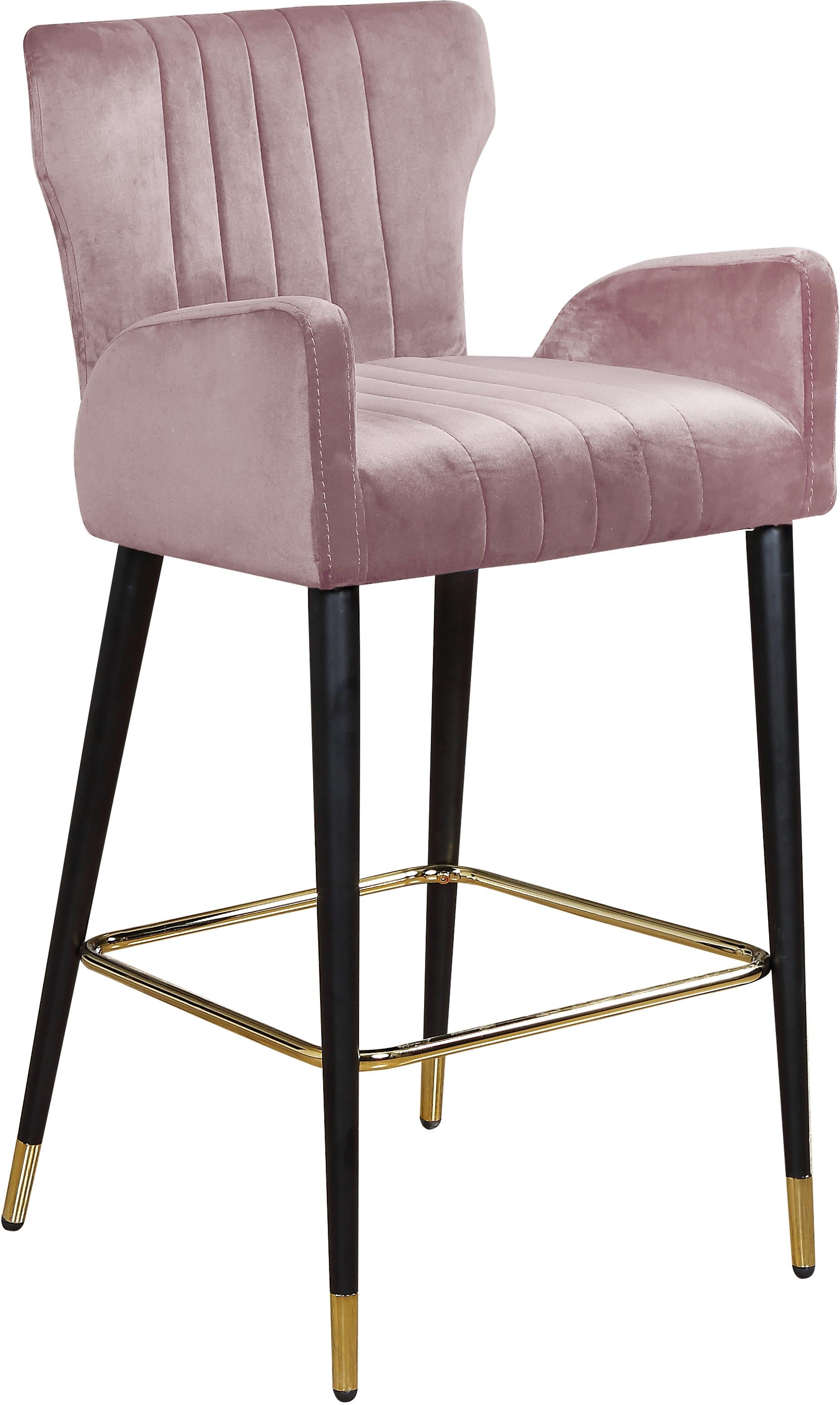 Luxe Pink Velvet Stool - Luxury Home Furniture (MI)
