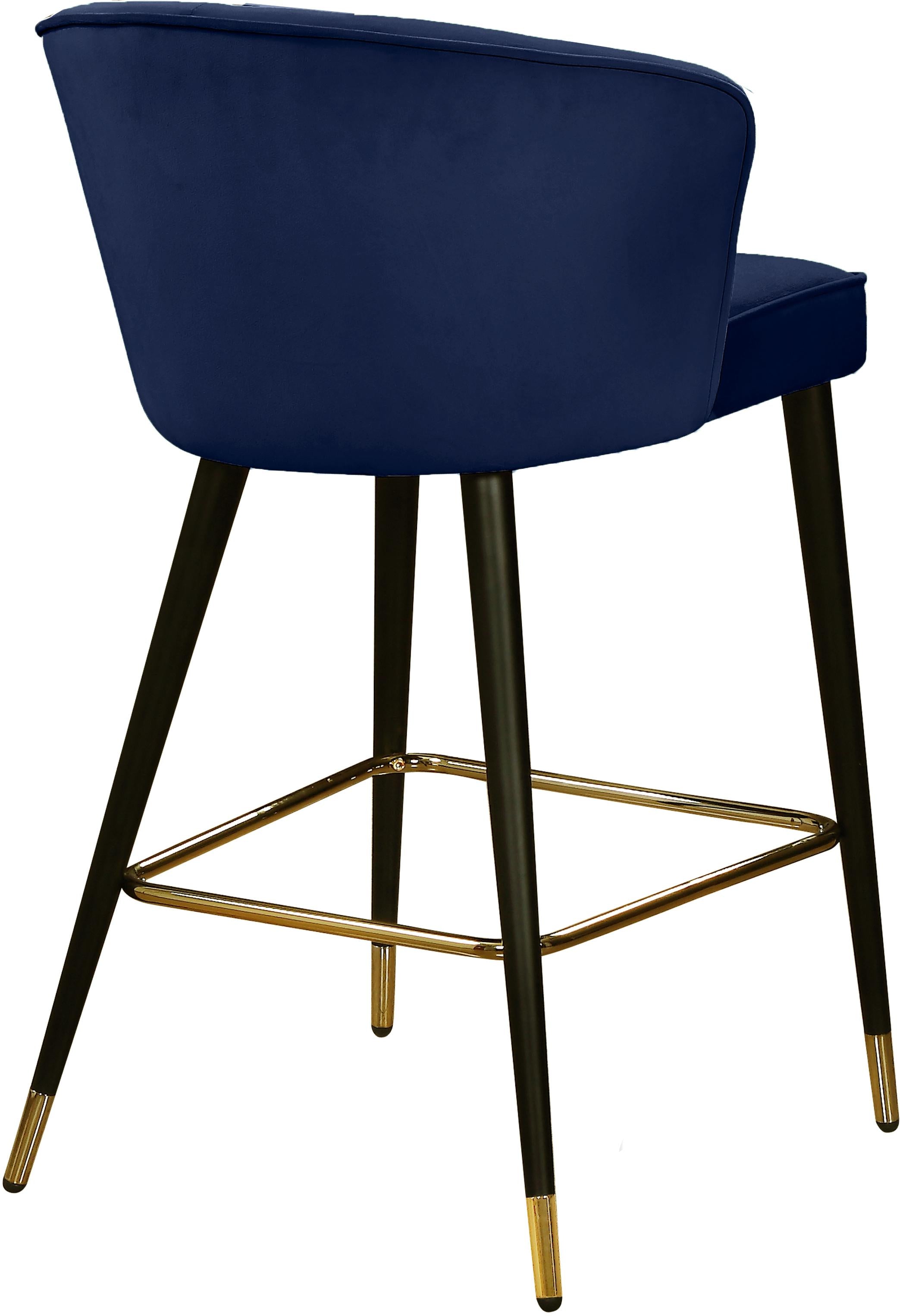 Cassie Navy Velvet Stool - Luxury Home Furniture (MI)