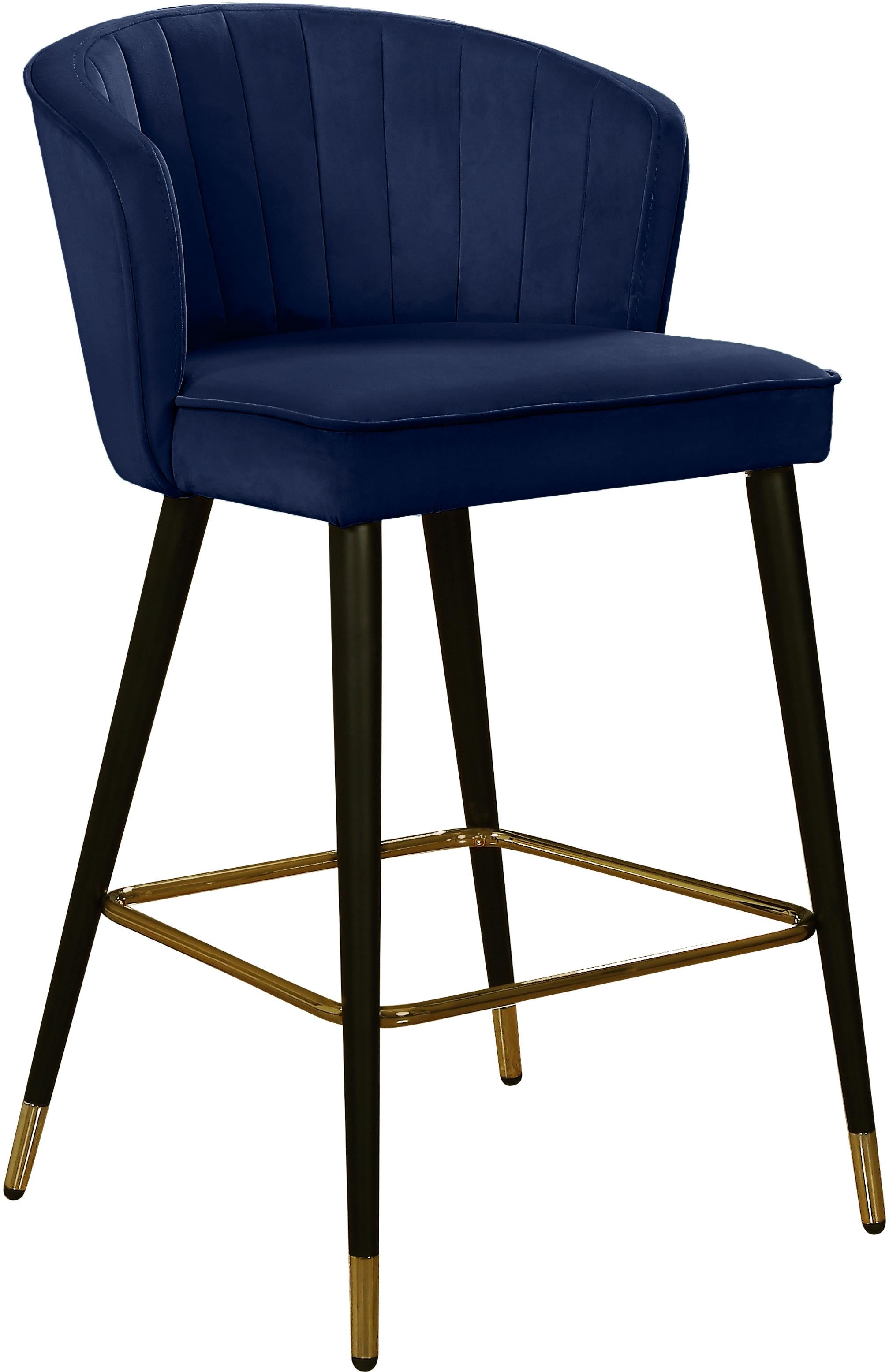 Cassie Navy Velvet Stool - Luxury Home Furniture (MI)