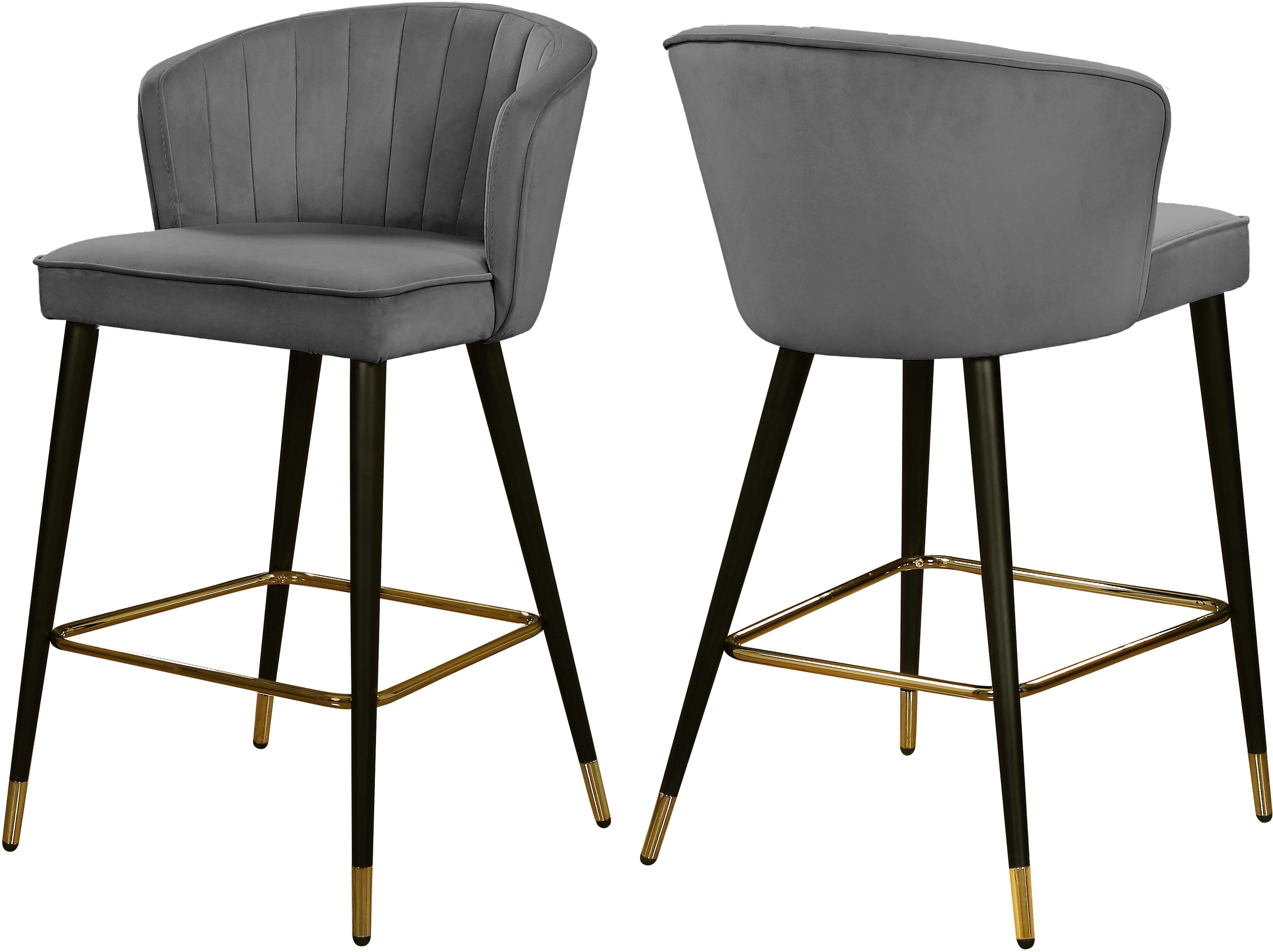 Cassie Grey Velvet Stool