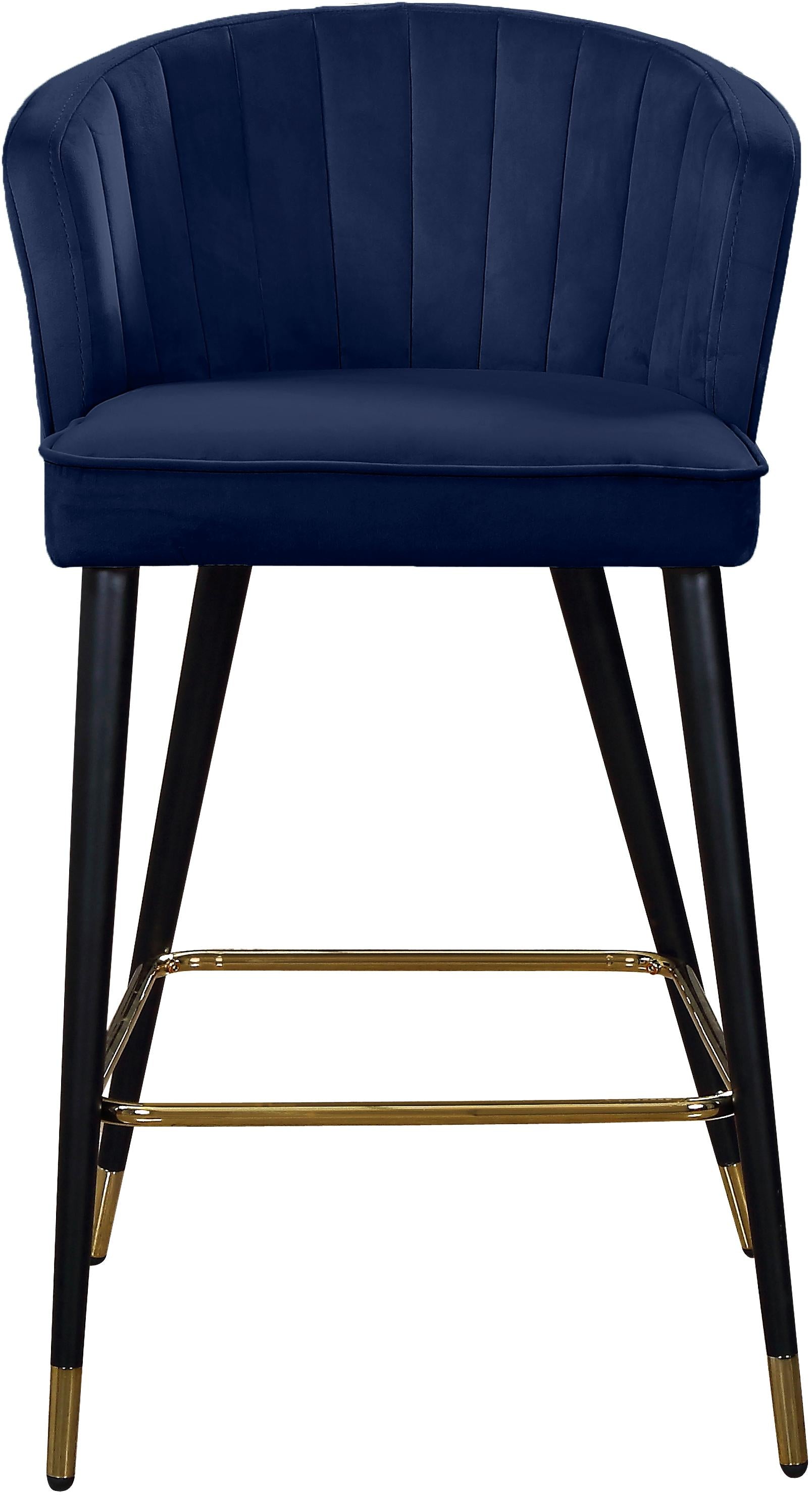 Cassie Navy Velvet Stool - Luxury Home Furniture (MI)