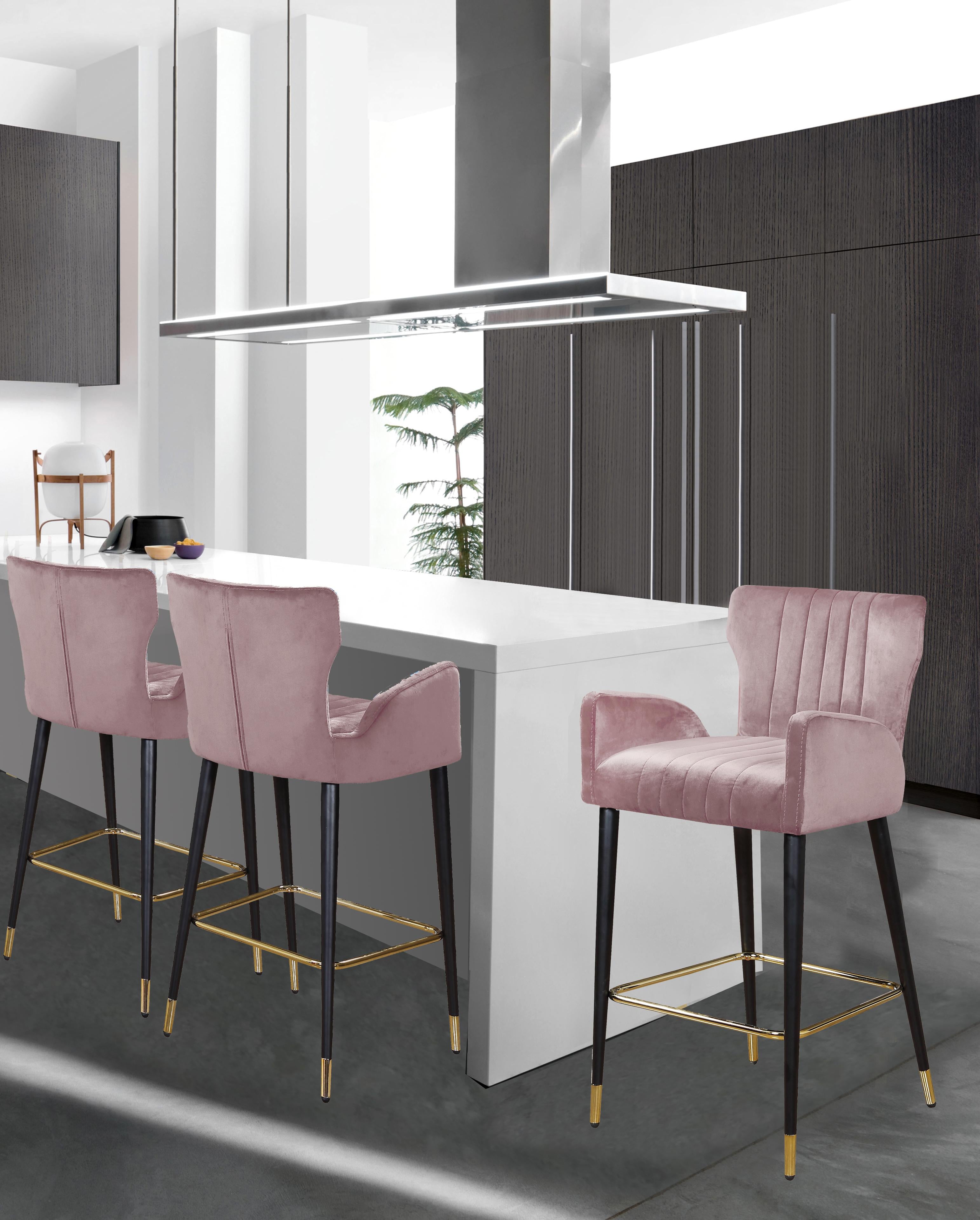 Luxe Pink Velvet Stool - Luxury Home Furniture (MI)