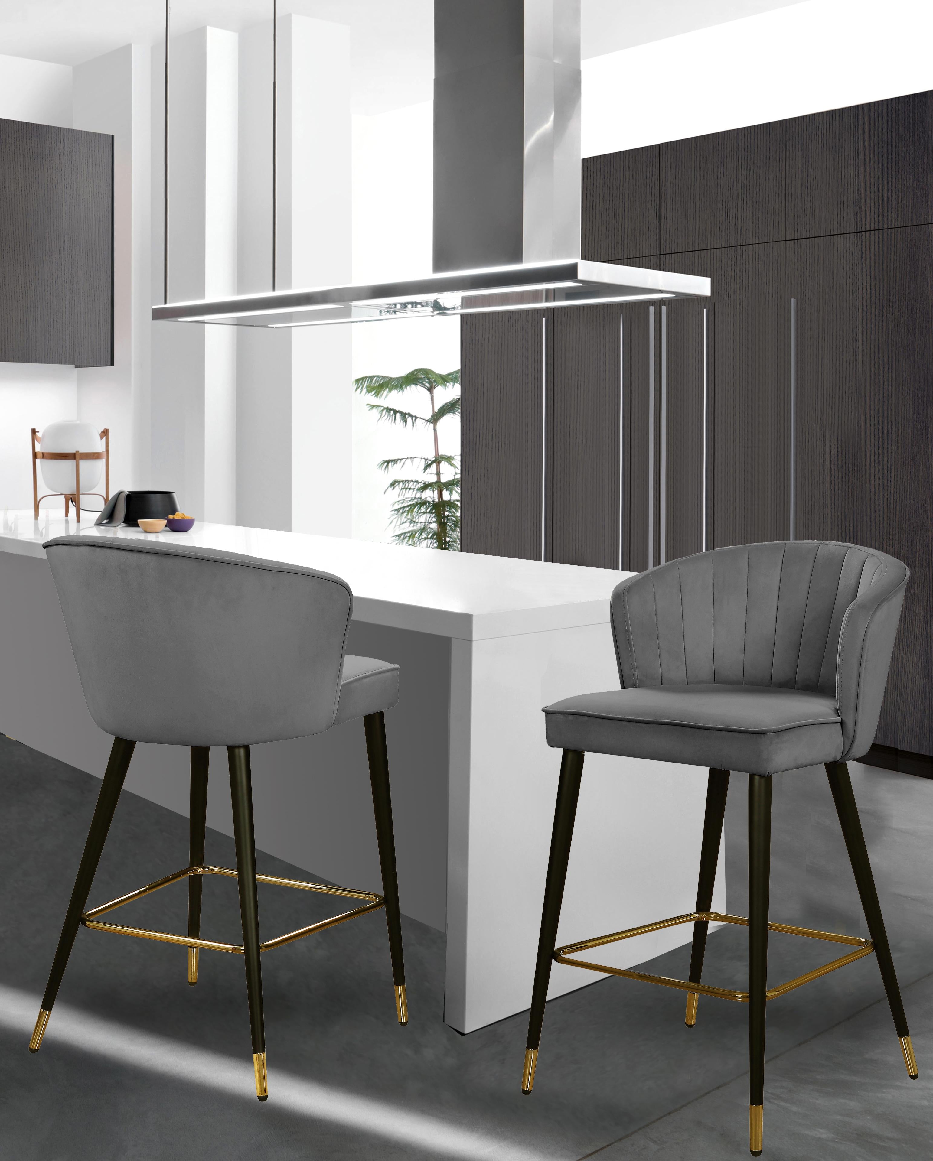 Cassie Grey Velvet Stool - Luxury Home Furniture (MI)