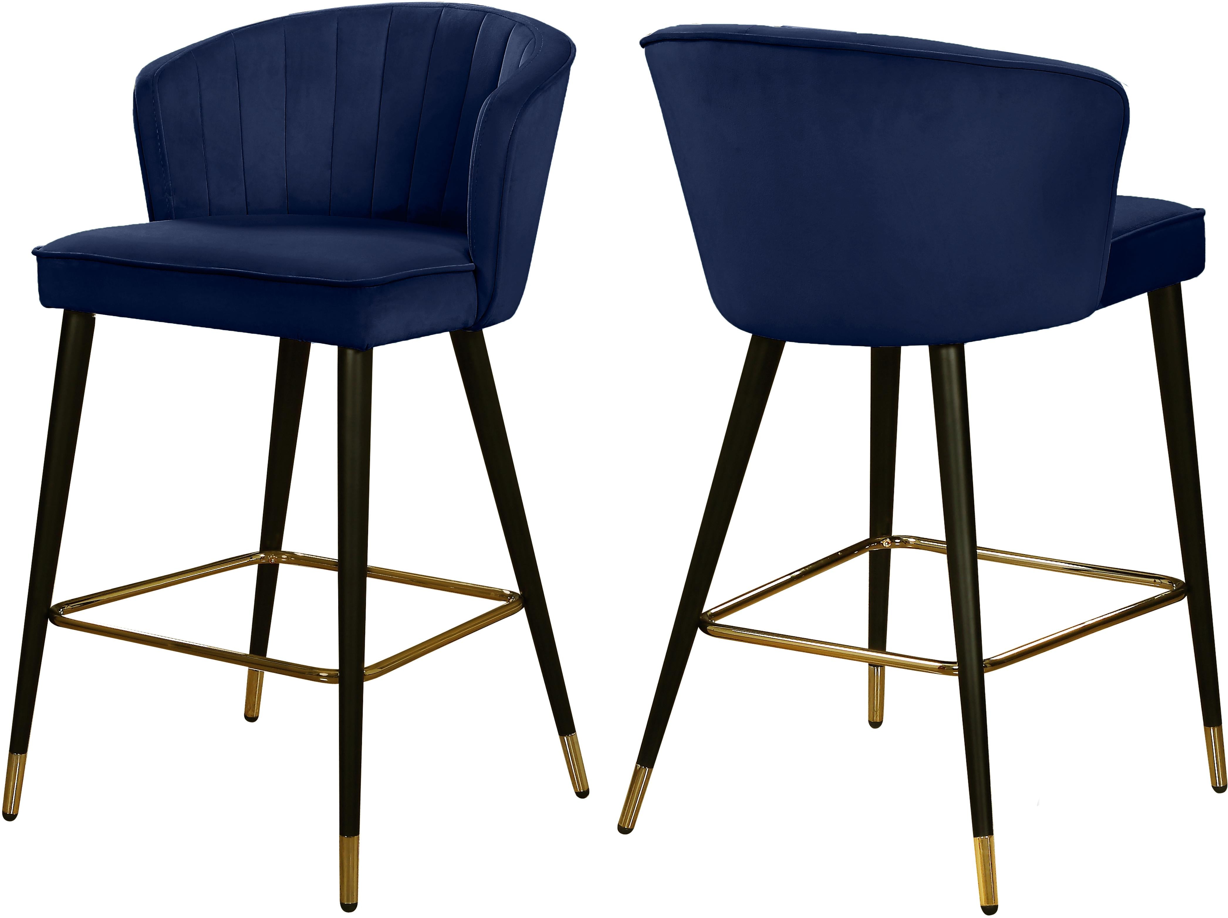 Cassie Navy Velvet Stool - Luxury Home Furniture (MI)
