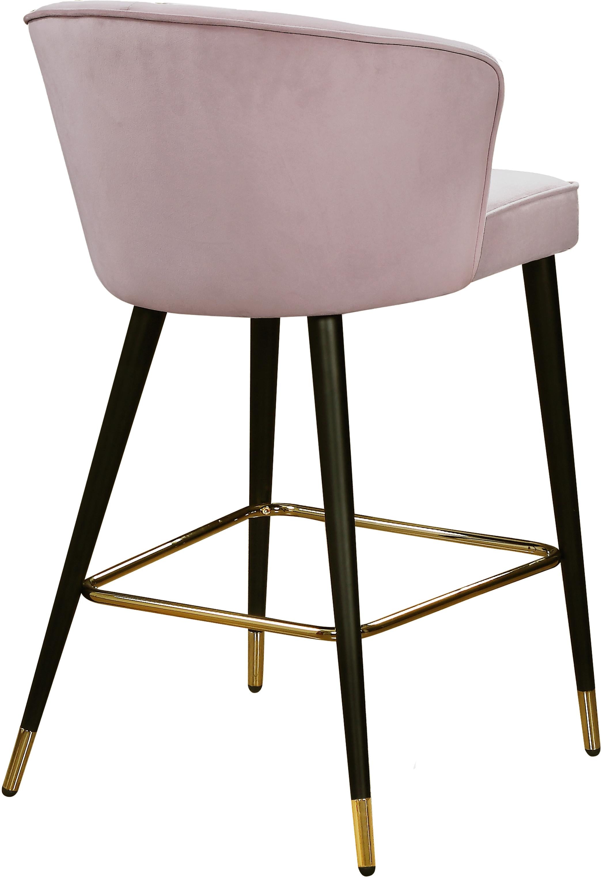 Cassie Pink Velvet Stool - Luxury Home Furniture (MI)