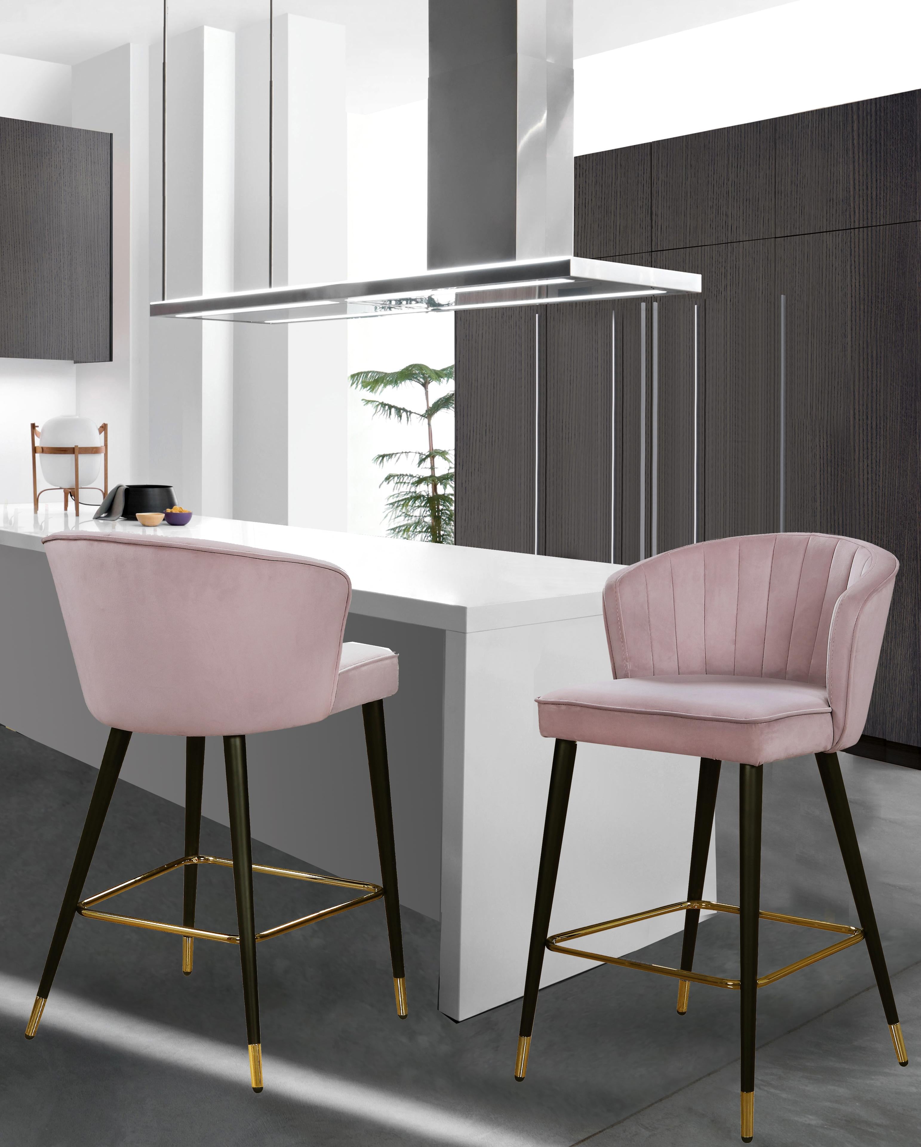 Cassie Pink Velvet Stool - Luxury Home Furniture (MI)