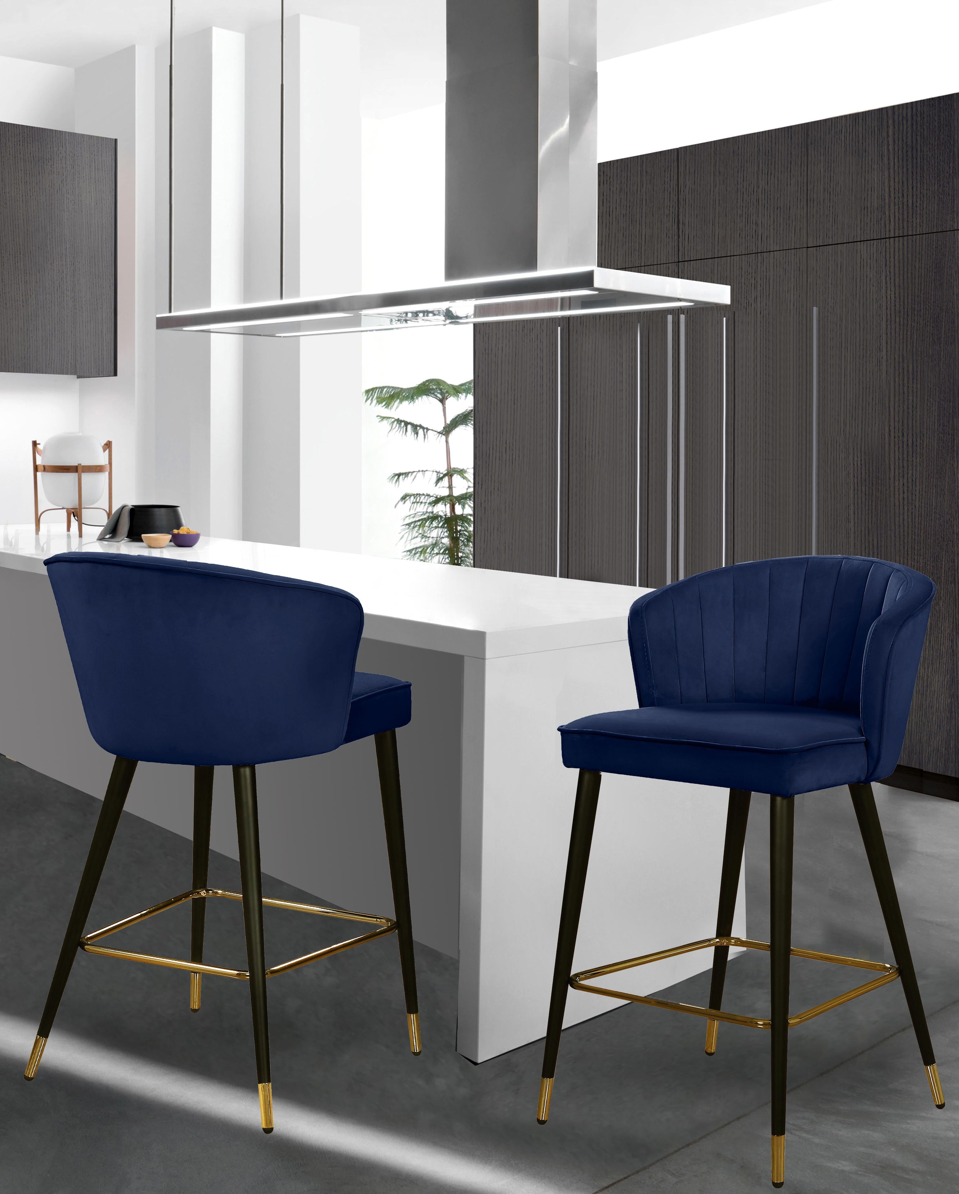 Cassie Navy Velvet Stool - Luxury Home Furniture (MI)