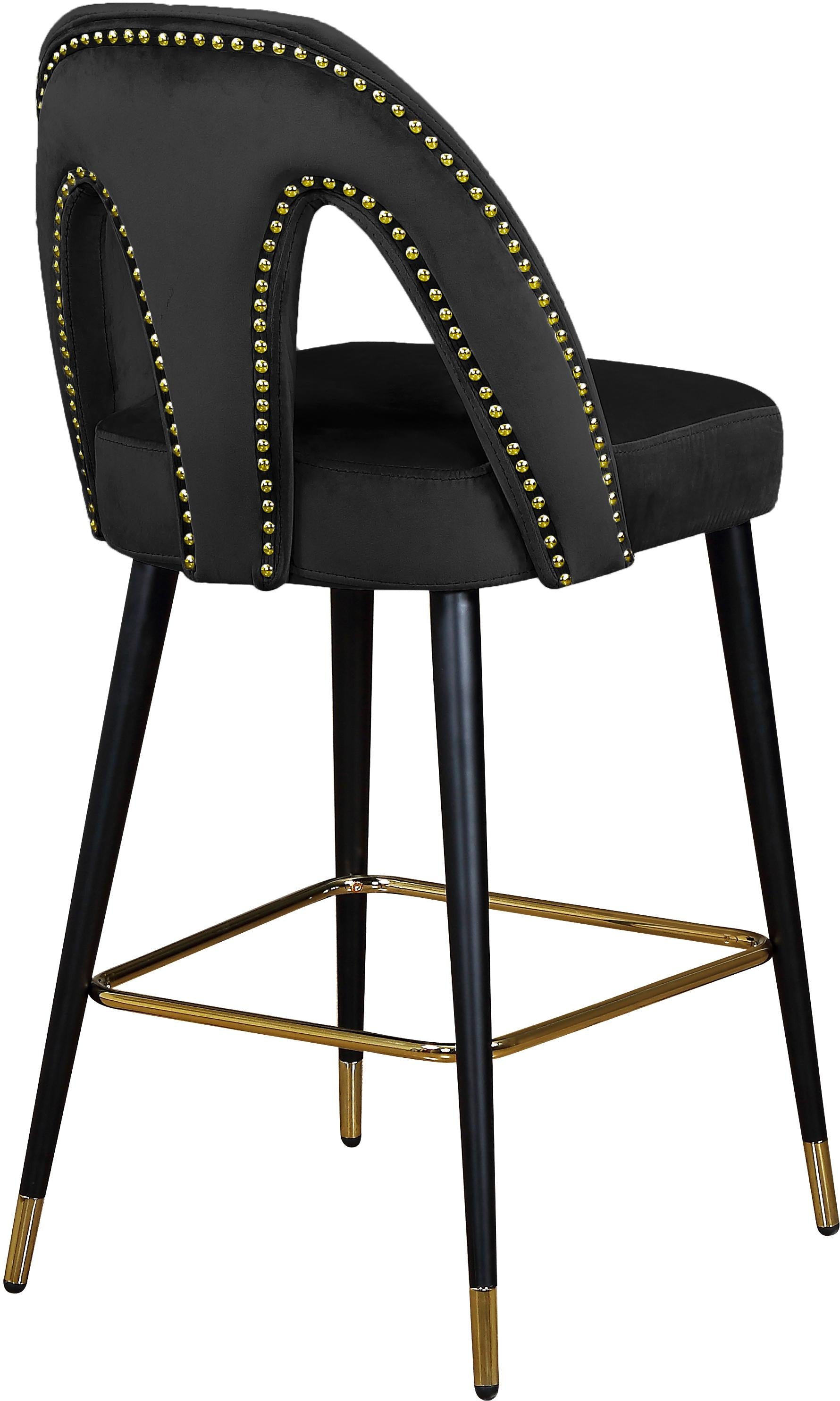 Akoya Black Velvet Stool - Luxury Home Furniture (MI)