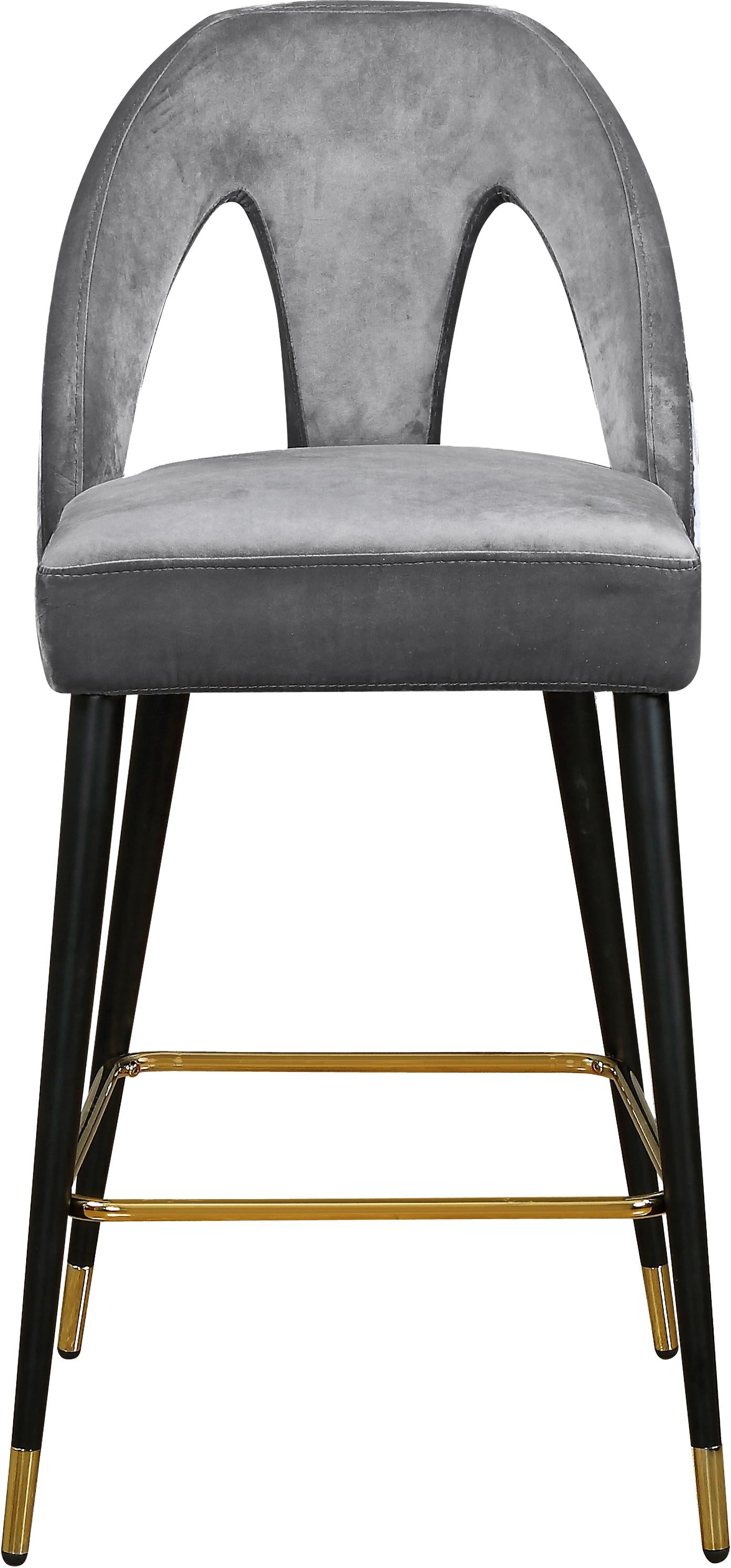 Akoya Grey Velvet Stool - Luxury Home Furniture (MI)