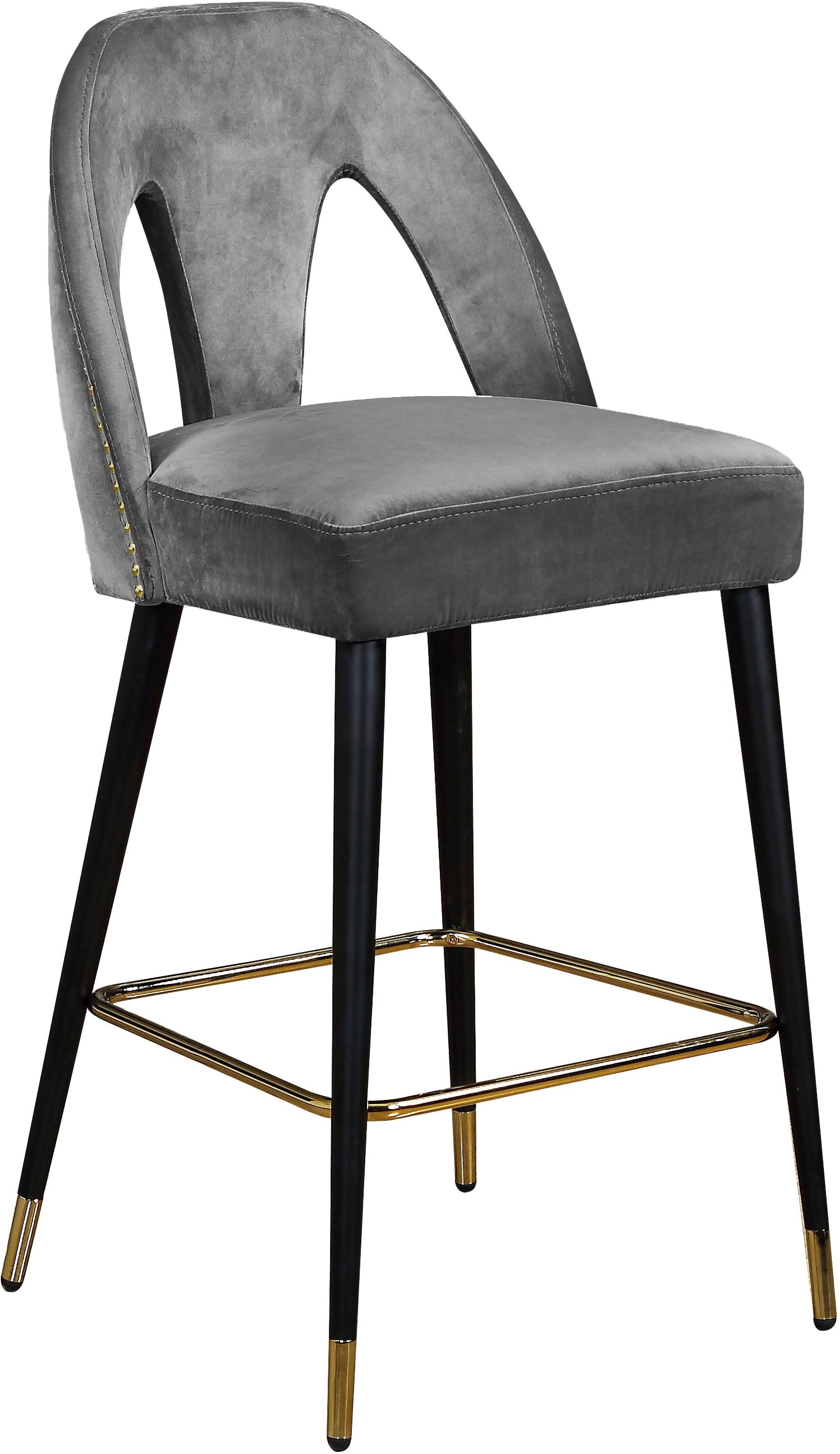 Akoya Grey Velvet Stool - Luxury Home Furniture (MI)