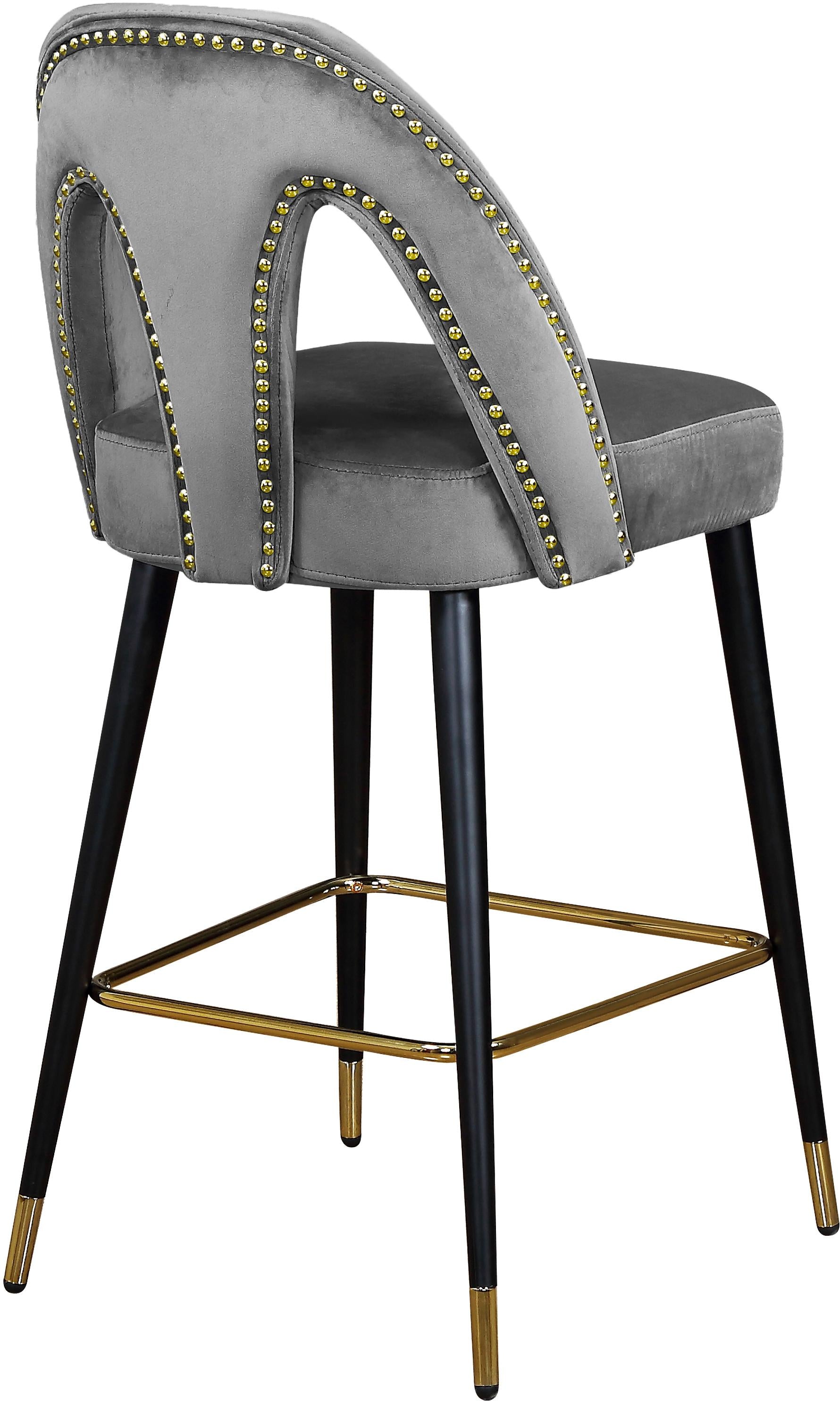 Akoya Grey Velvet Stool - Luxury Home Furniture (MI)